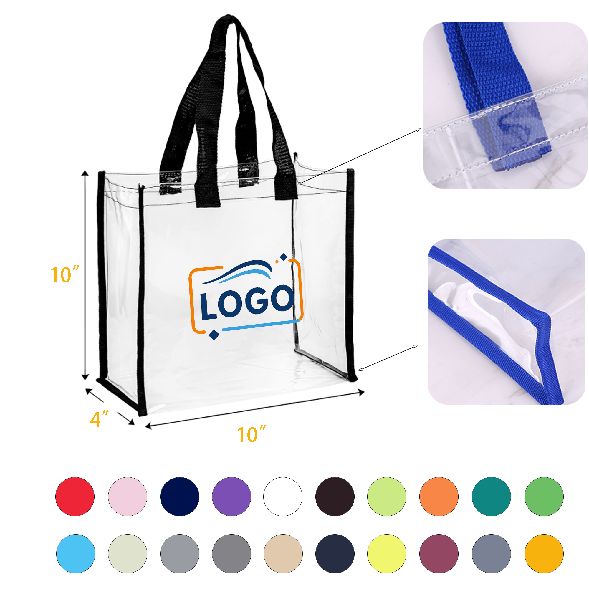 Clear PVC Tote Bag with Reinforced Handles 3