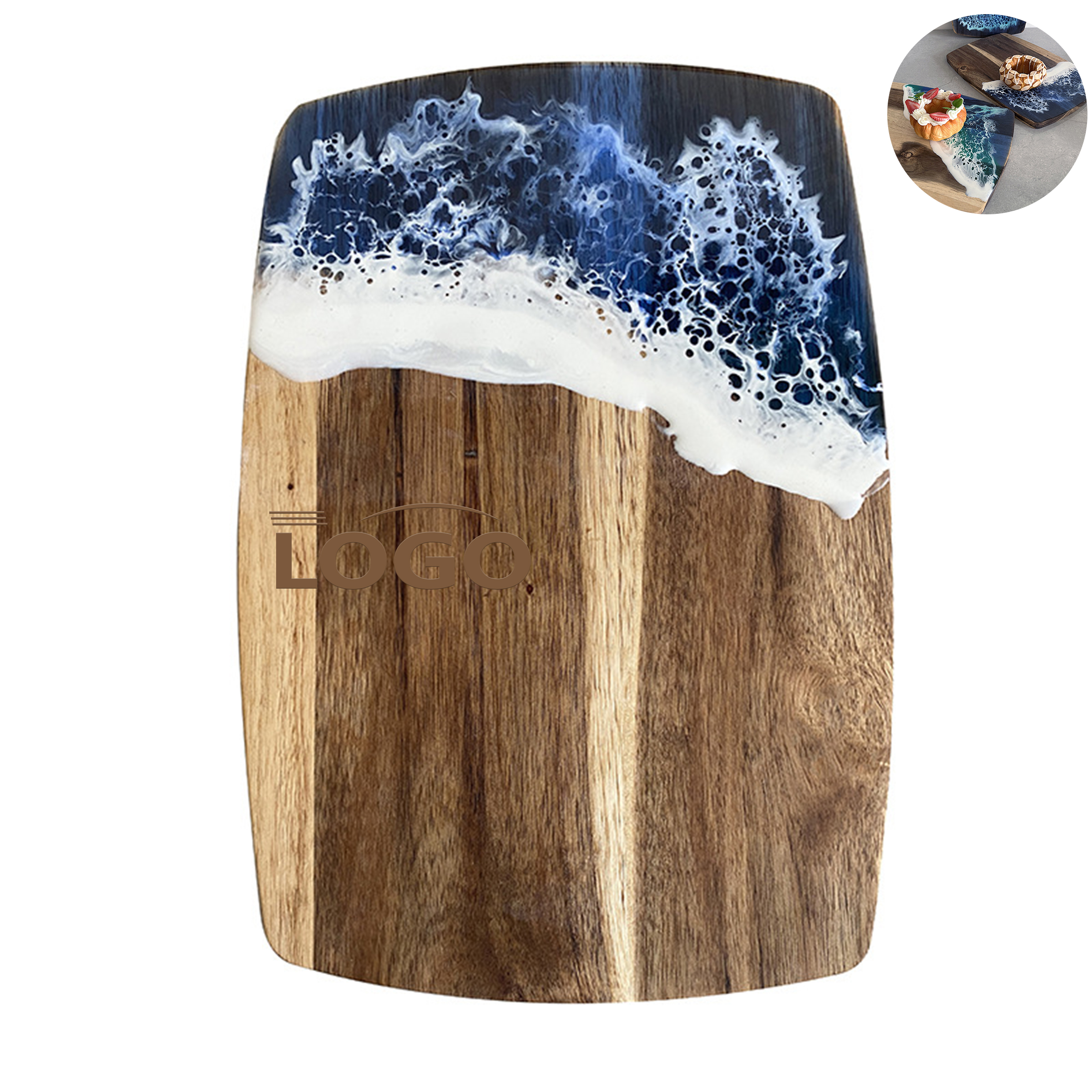 Handcrafted Acacia Cutting Board with Resin Accent