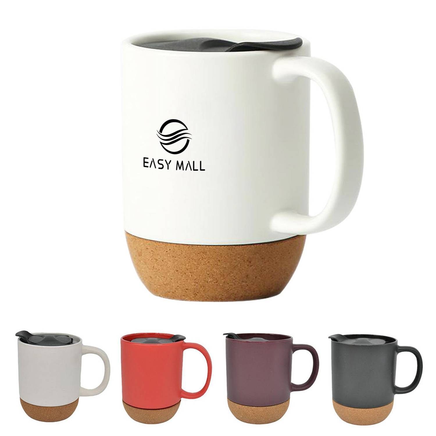 Ceramic Cork Bottom Mug with Lid