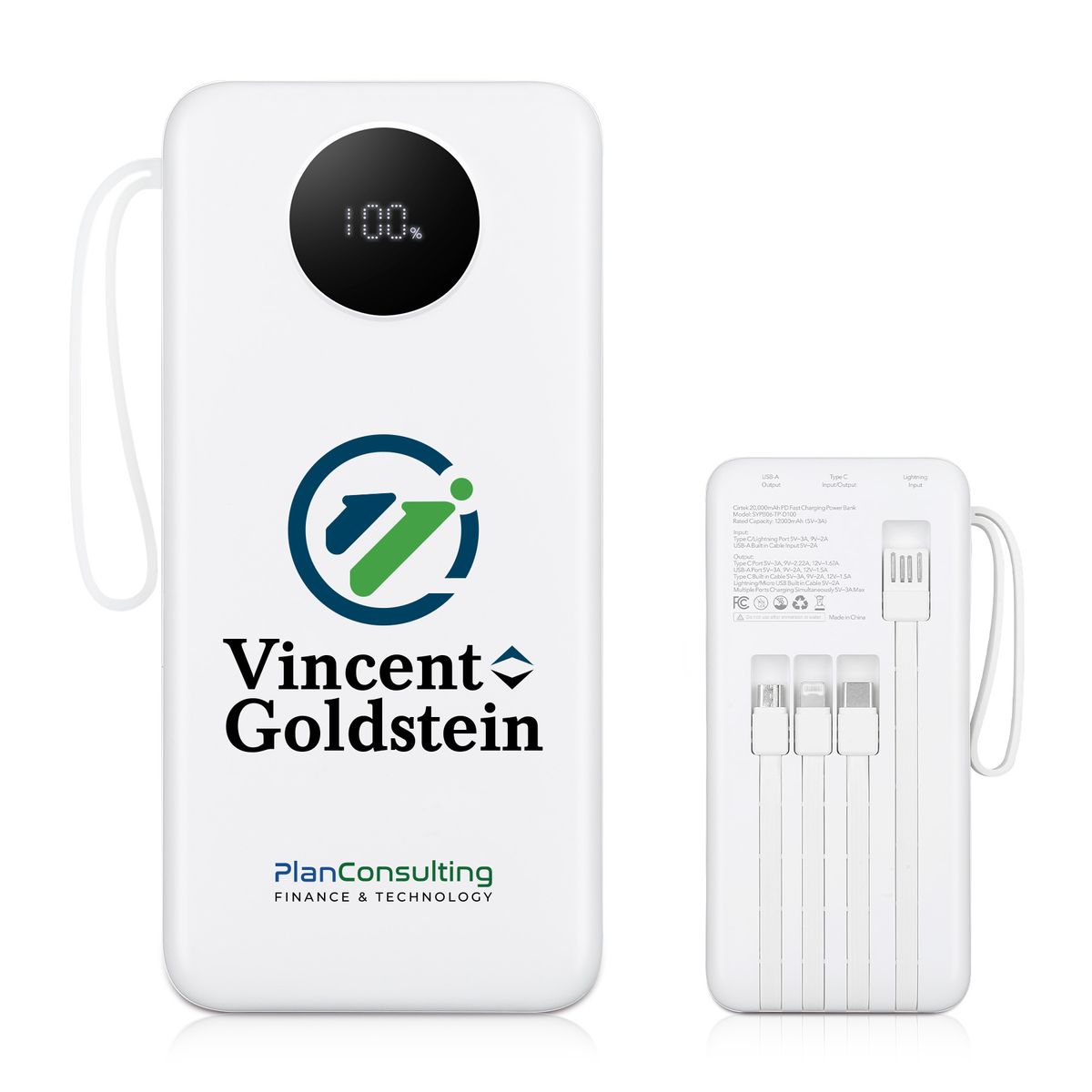 20,000mAh PD Fast Charging Power Bank With Built-In Cables 13