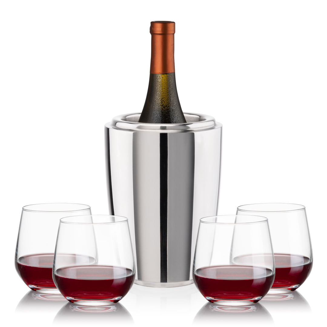 Pescara Wine Cooler & Garland Stemless Wine Set