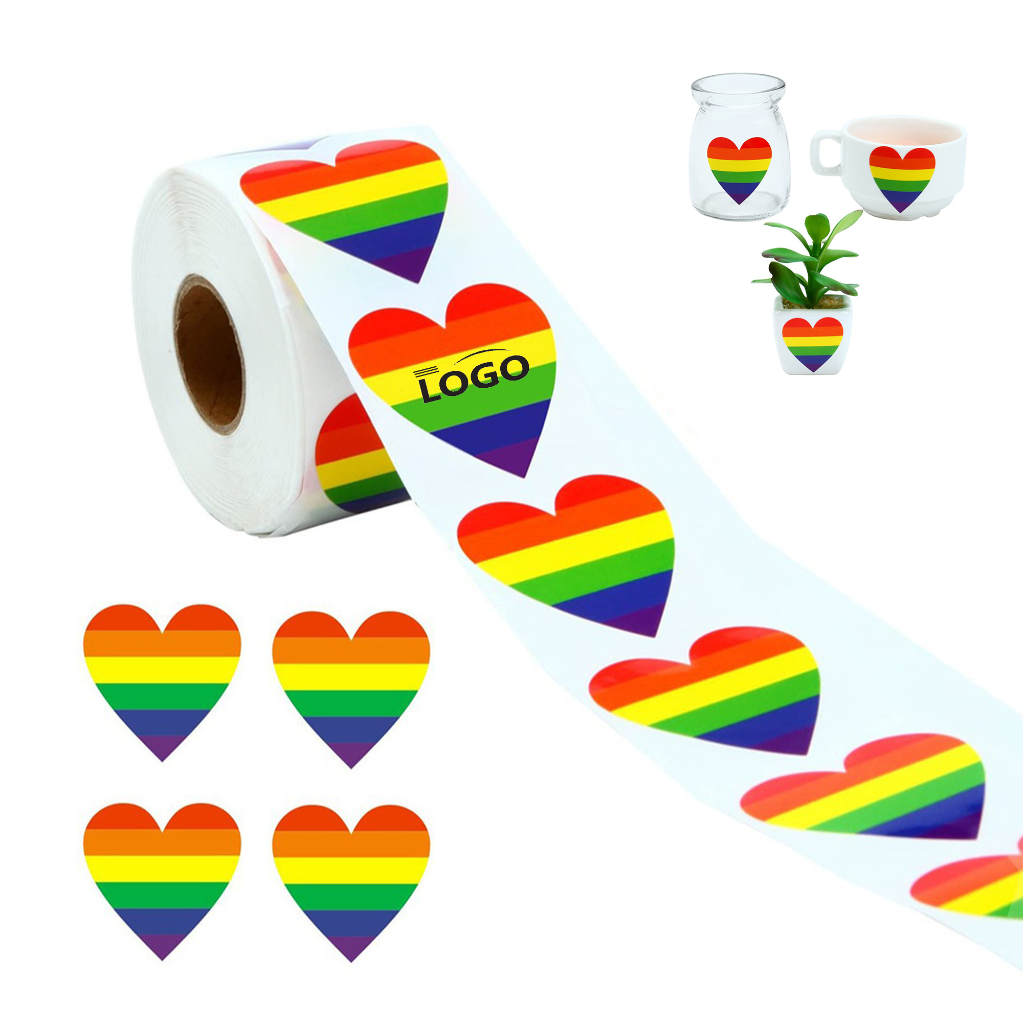 LGBT Love Shaped Gay Pride Rainbow Stickers 500 Pcs