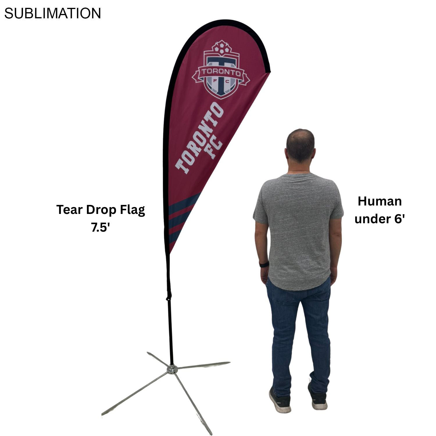48Hr Quick Ship - 7.5' X-Small Tear Drop Flag Kit, Full Color Graphics Double Sided 10