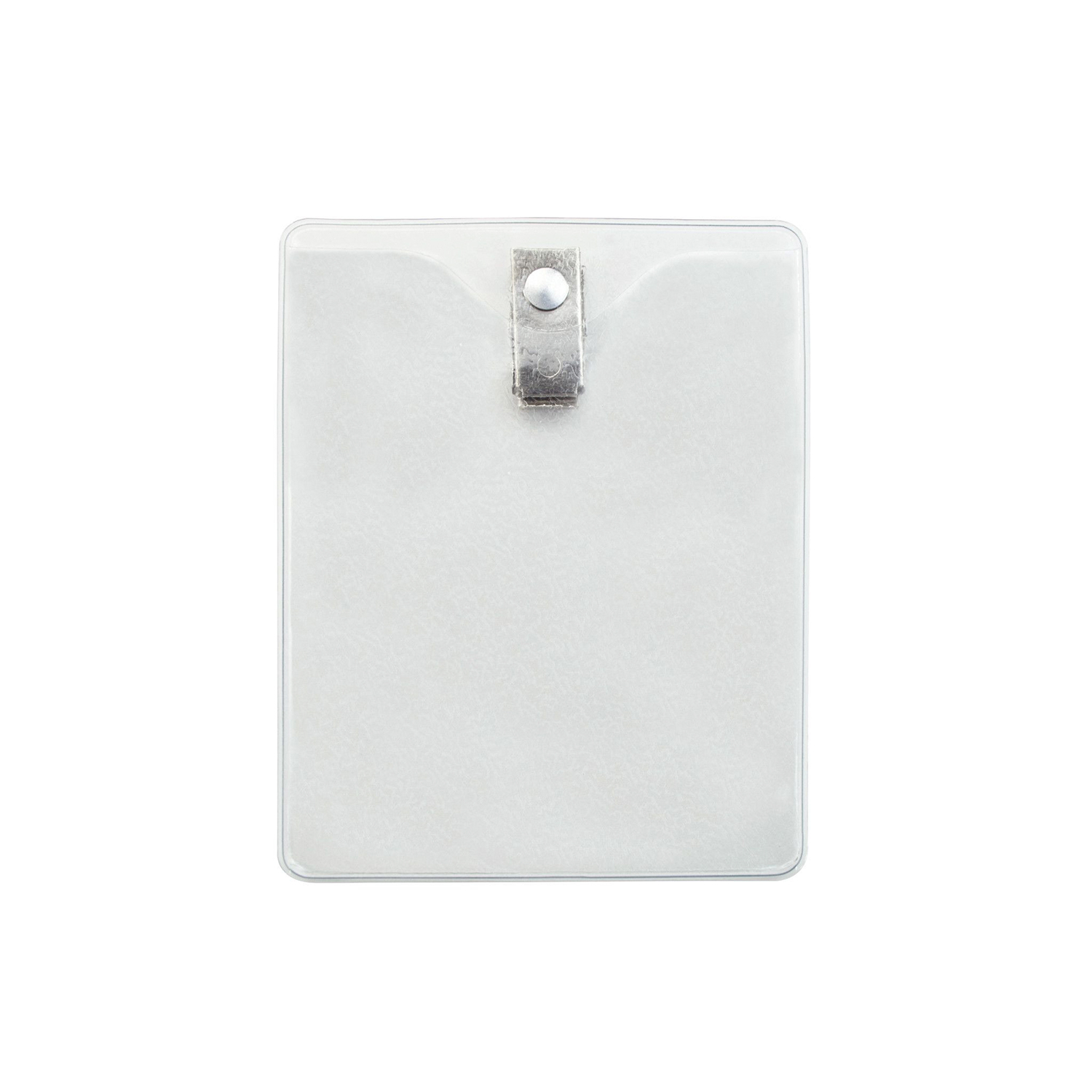 Vertical Clear Top Load Vinyl Badge Holder w/ 2 Hole Clip