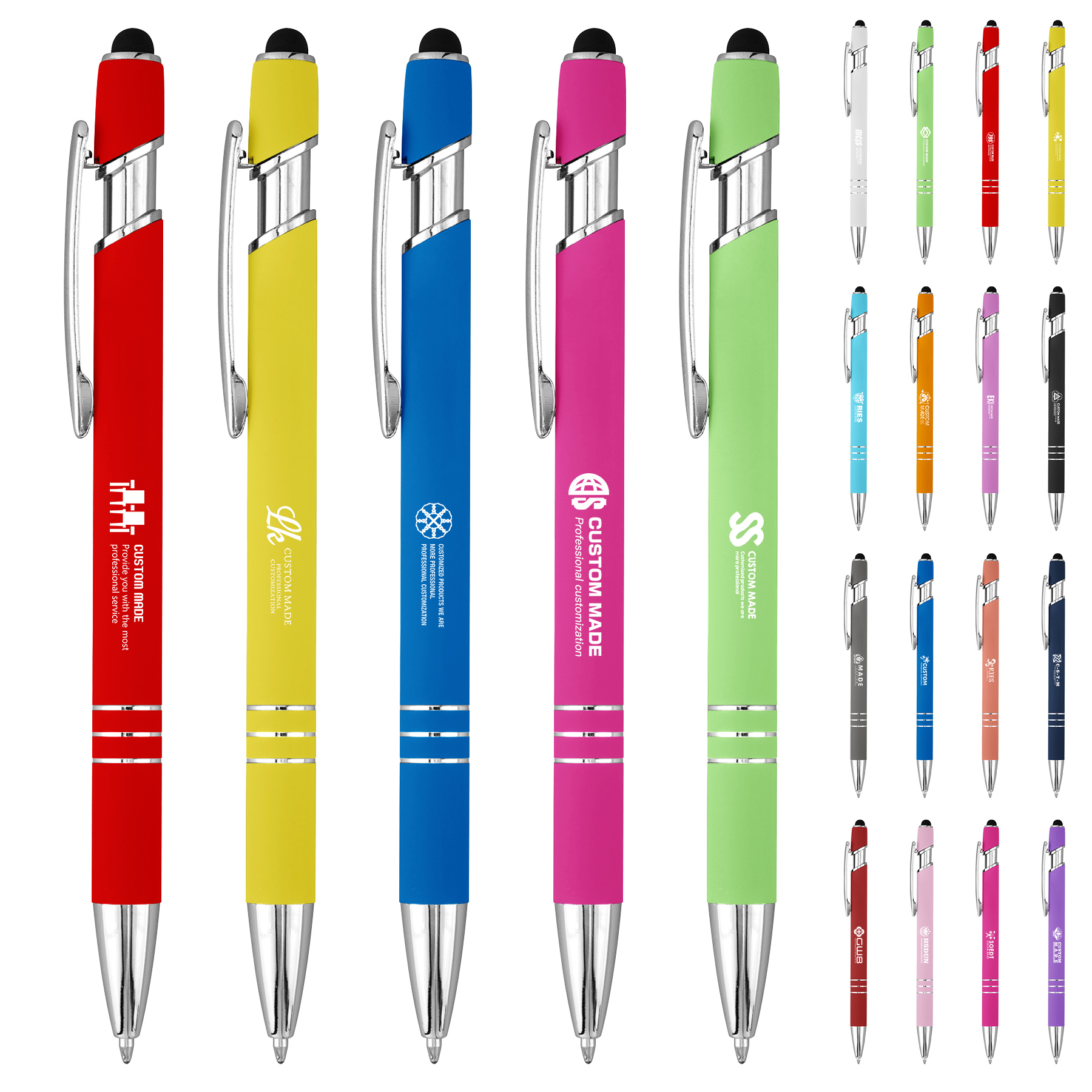 Promotional Laser Engraving Soft-Touch Metal Ballpoint Pen With Stylus (MOQ: 50pcs) 2