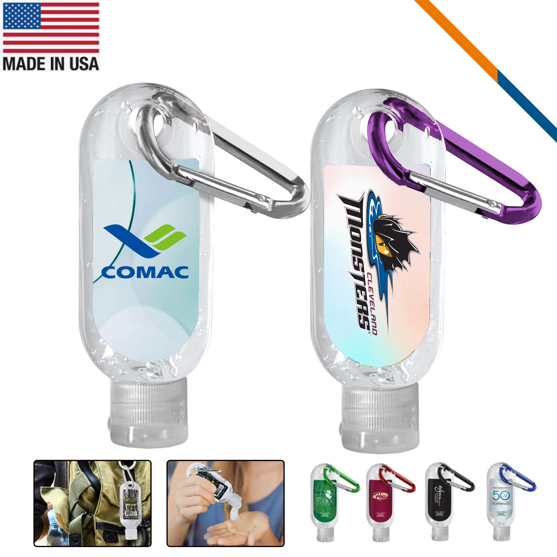 PureVibe Clear Bottle Clear Sanitizer With Carabiner - 1.9 OZ.
