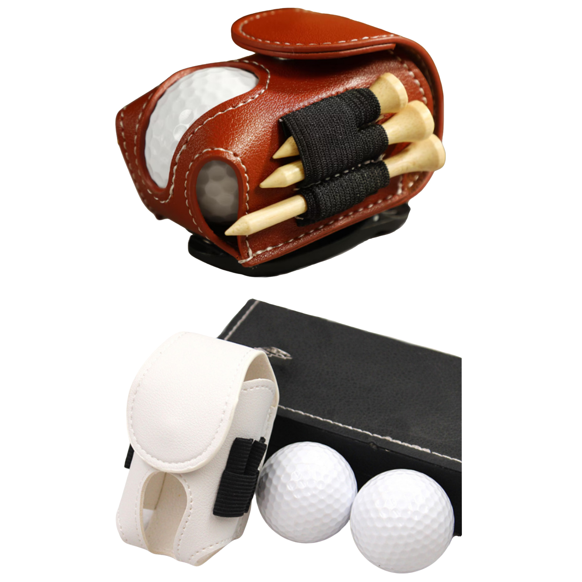 Compact Golf Ball Set Bag Made of PU Leather Material 10