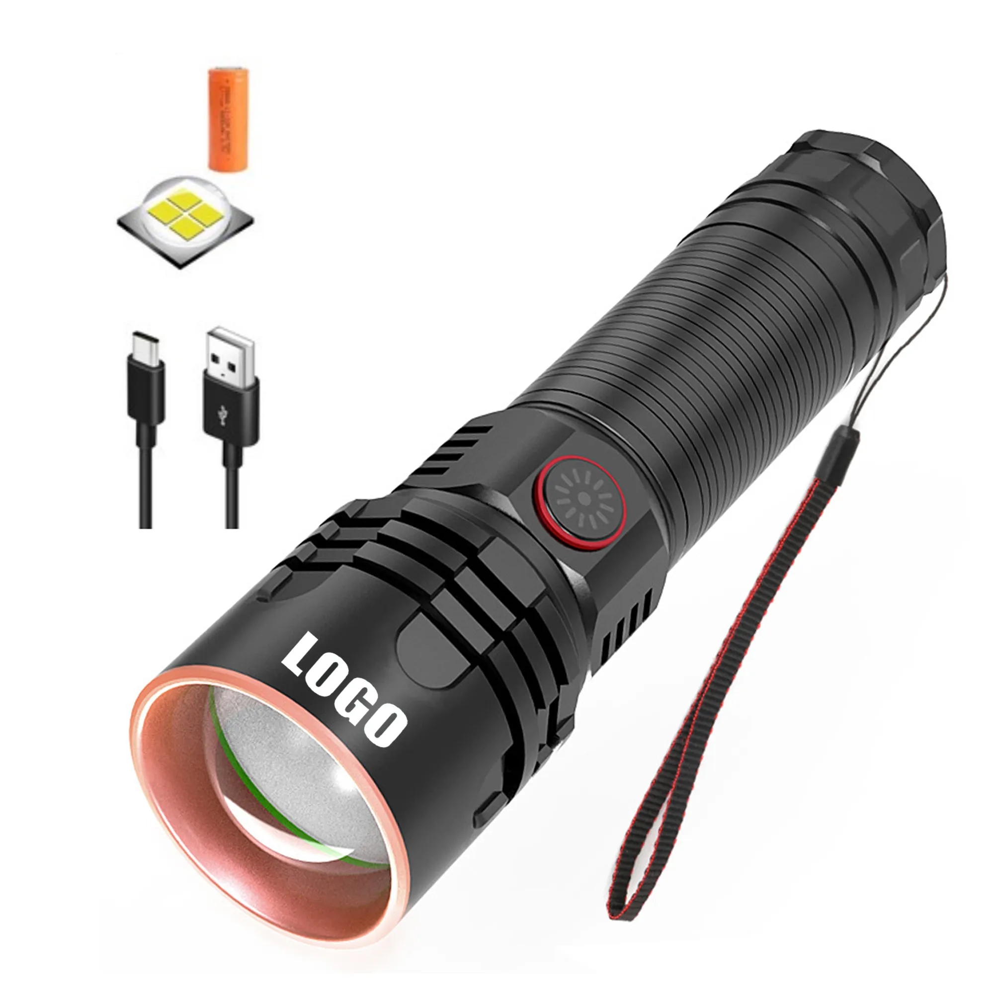 LED Rechargeable Flashlights MOQ 20pcs
