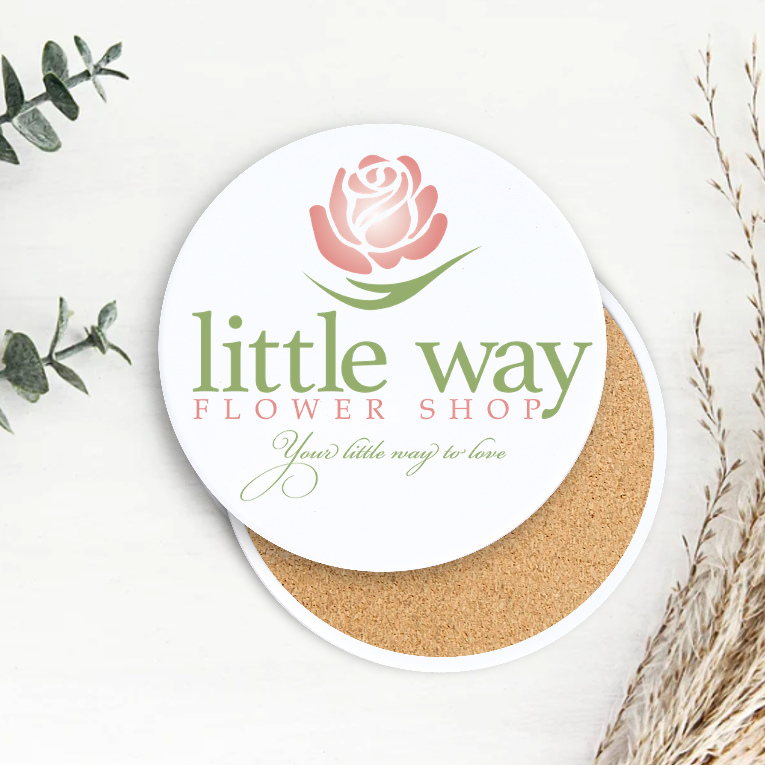 Semi-Gloss White Ceramic Round Coaster 21