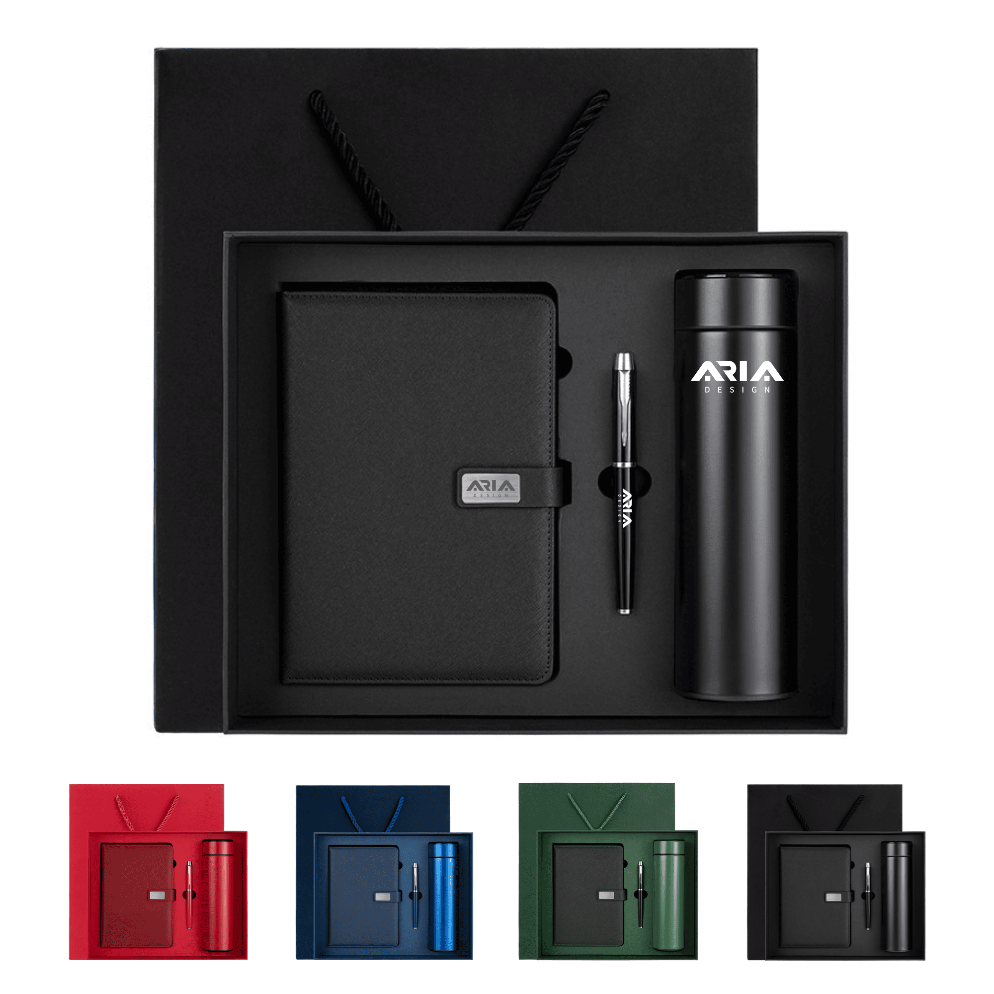 MOQ 25 Faux Leather A5 Notebook & Thermos Gift Set 6