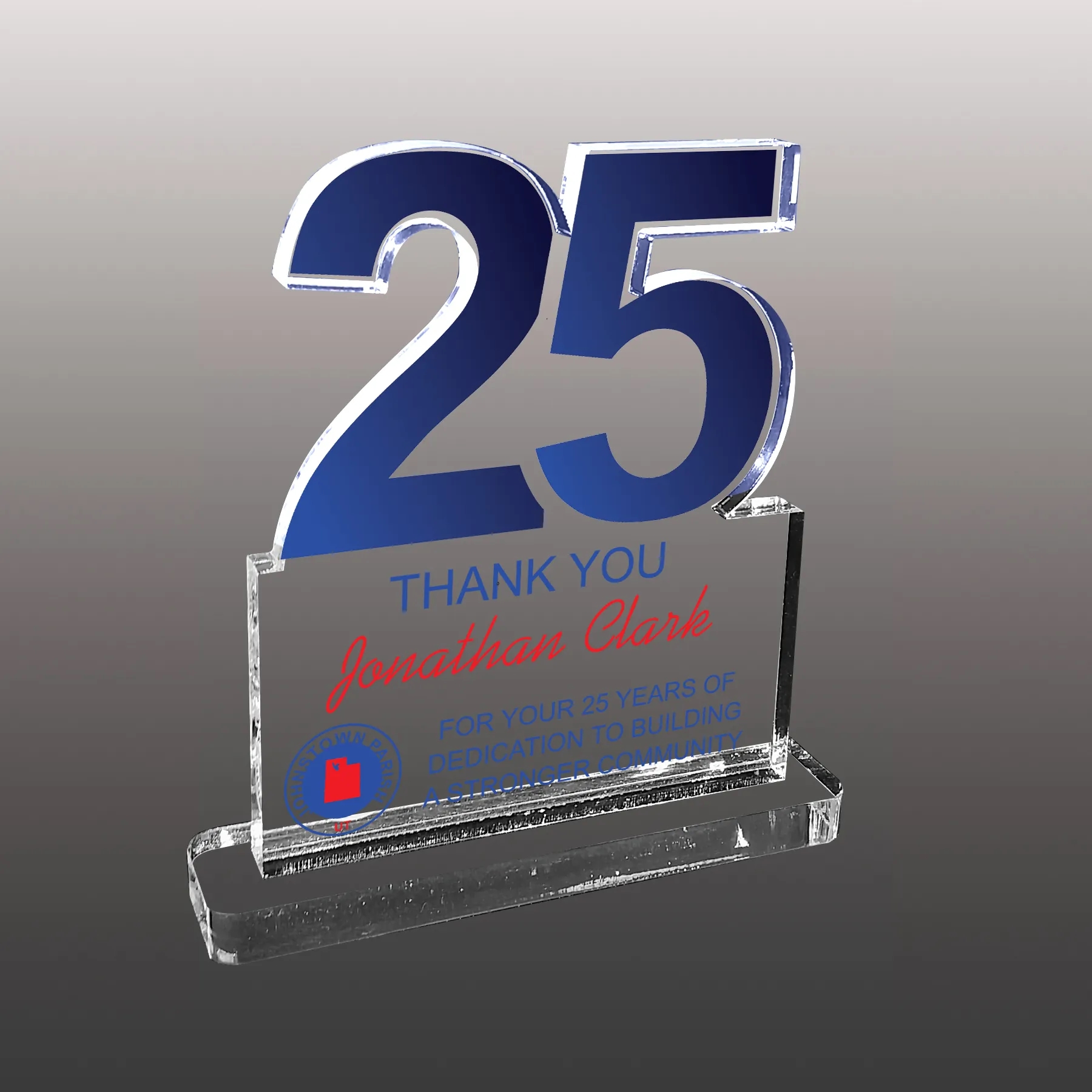 Number Twenty-Five Shaped Acrylic Award - Ultra Vivid Color 4