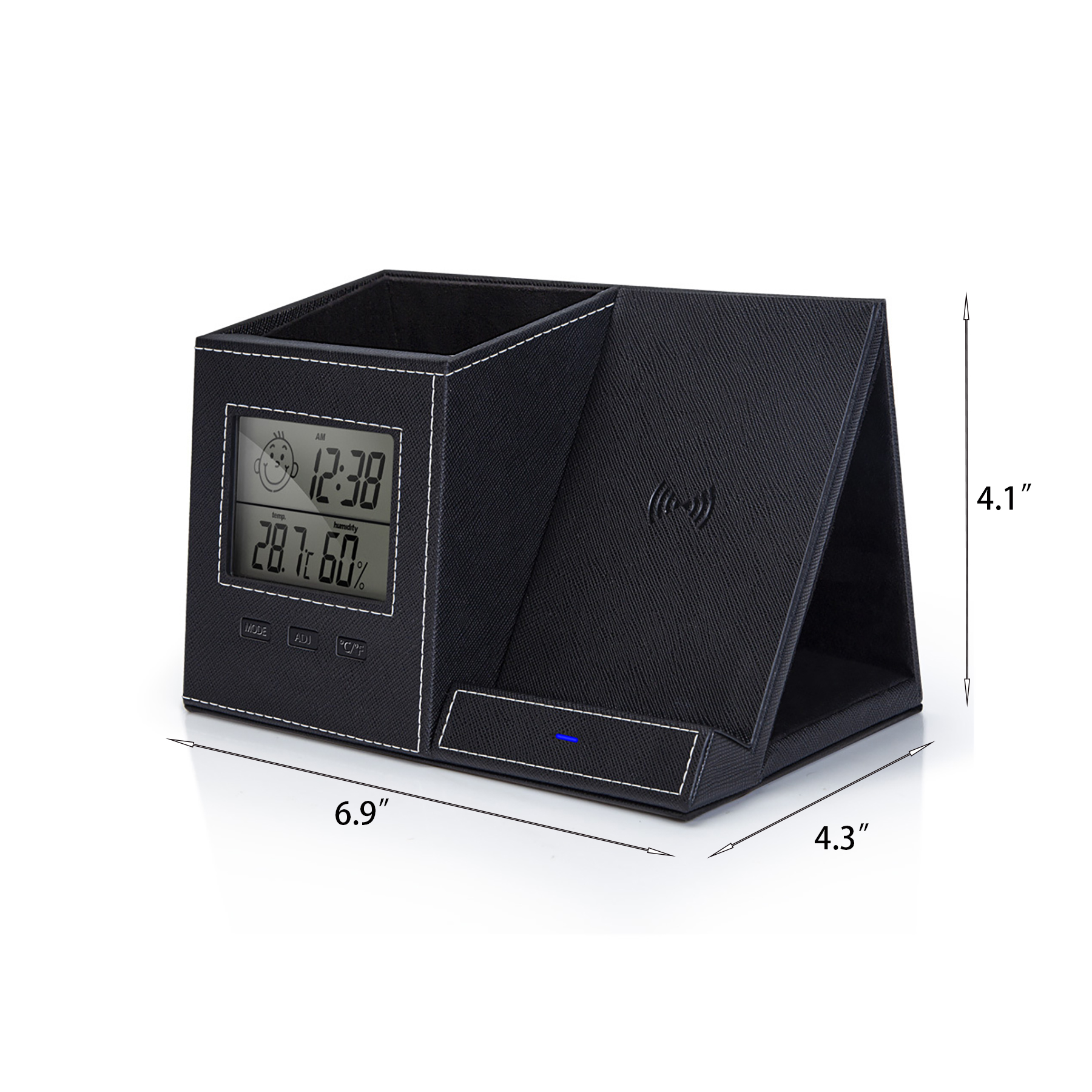 Desk Organizer with Wireless Charger and Clock 16