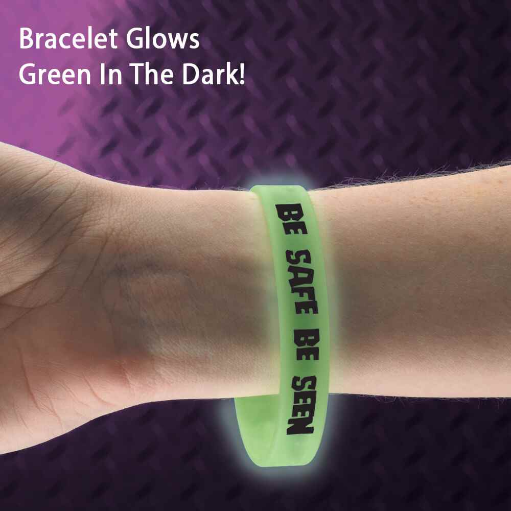 Be Safe, Be Seen GlowInTheDark Silicone Bracelet With Halloween Safety Tips Card SK780F