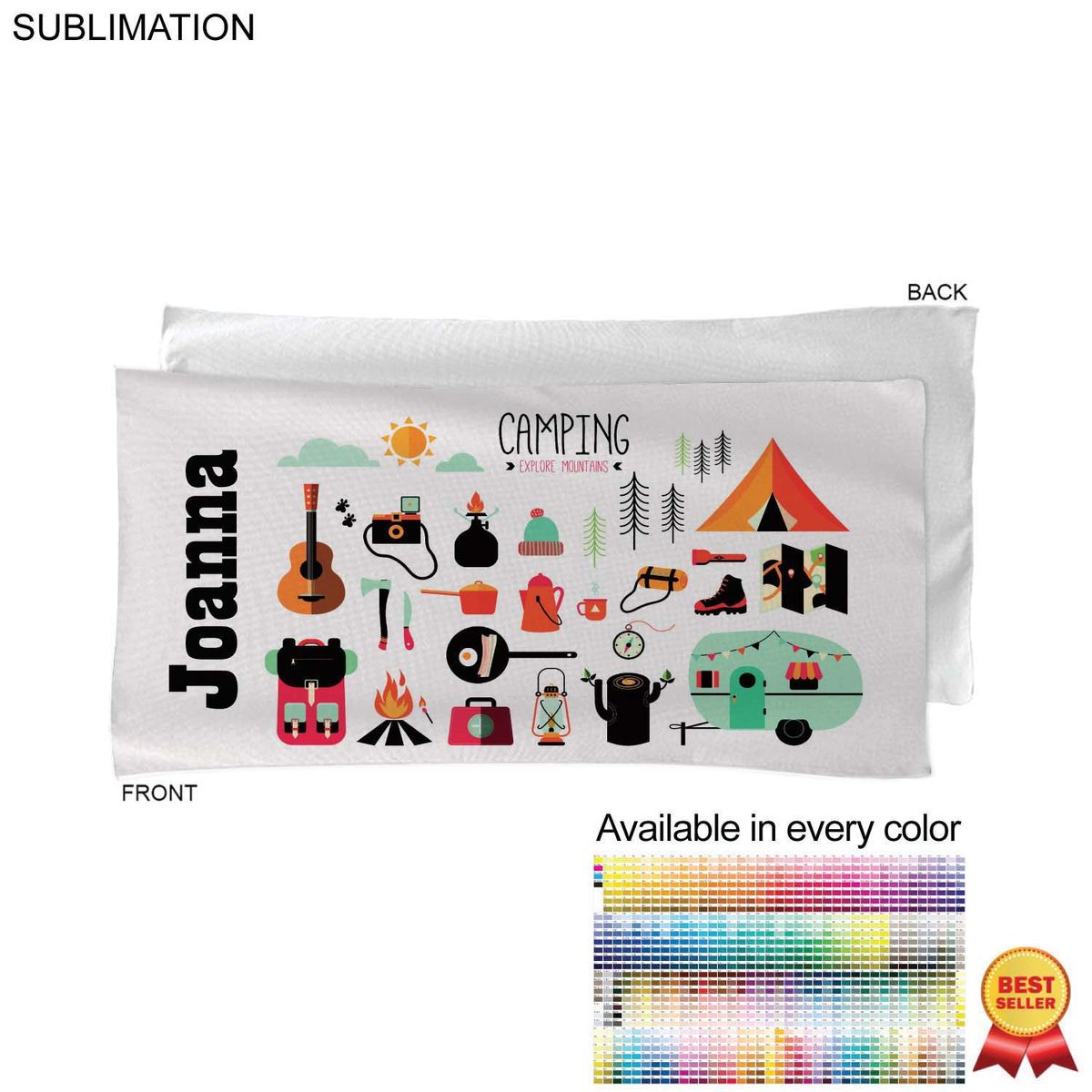 fiel Camping Towel in Absorbent and Compact Microfiber Dri-Lite Terry 22x44 Sublimated 1 side #SU463W-12