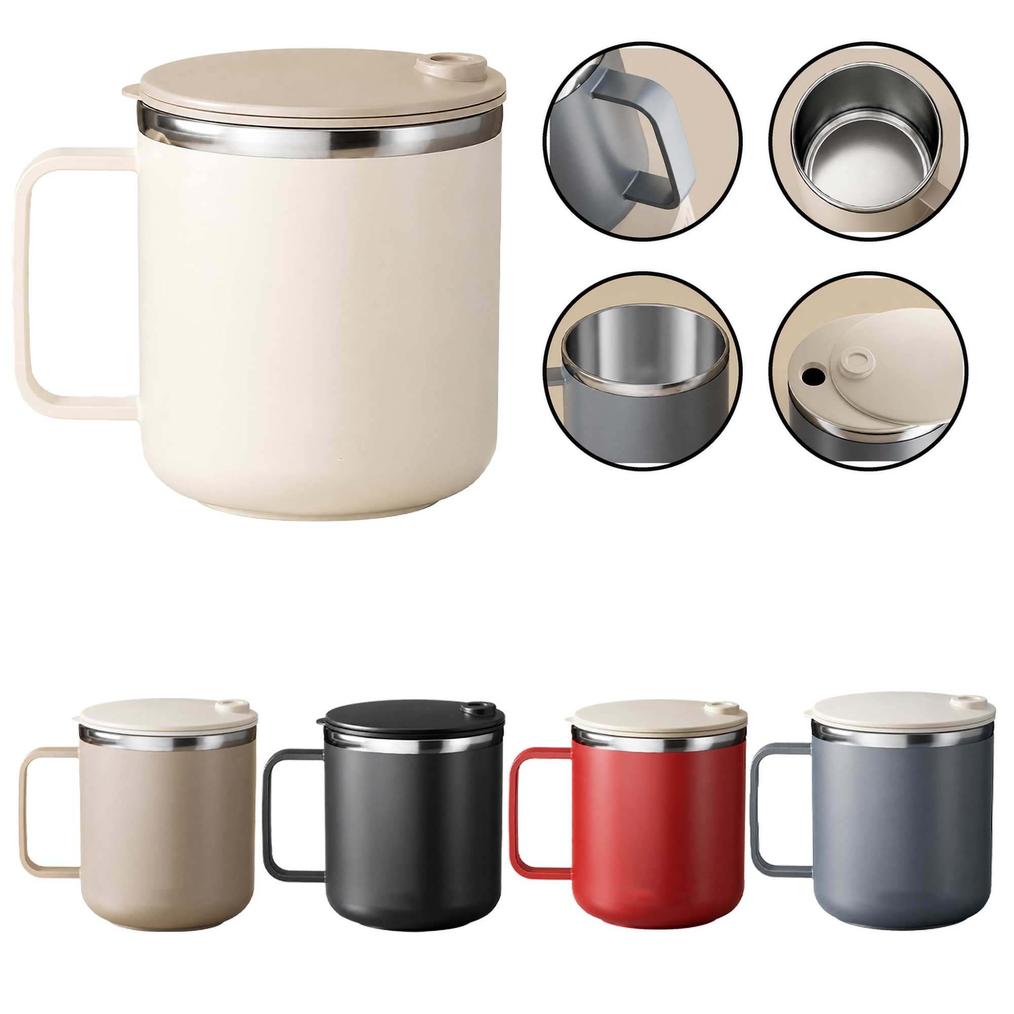 Sliding Lid Stainless Coffee Mug 2