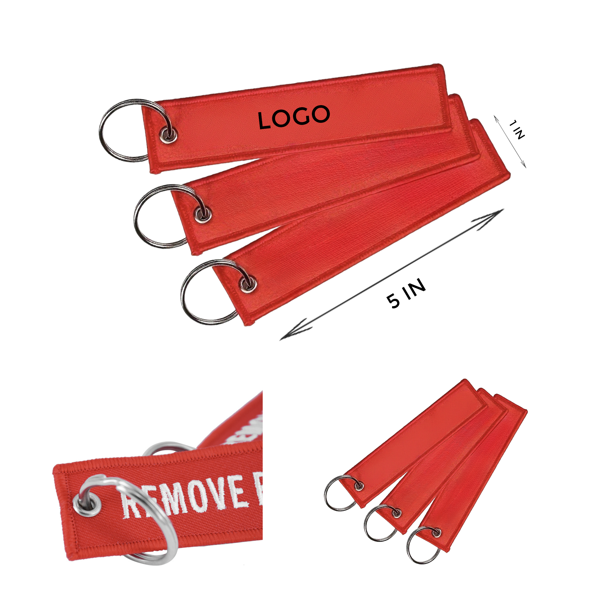 Comfortable Embroidery Woven Strip Keychain