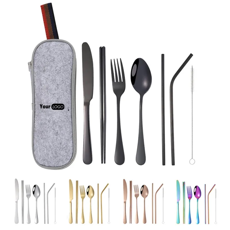 Reusable Stainless steel cutlery set with case 16