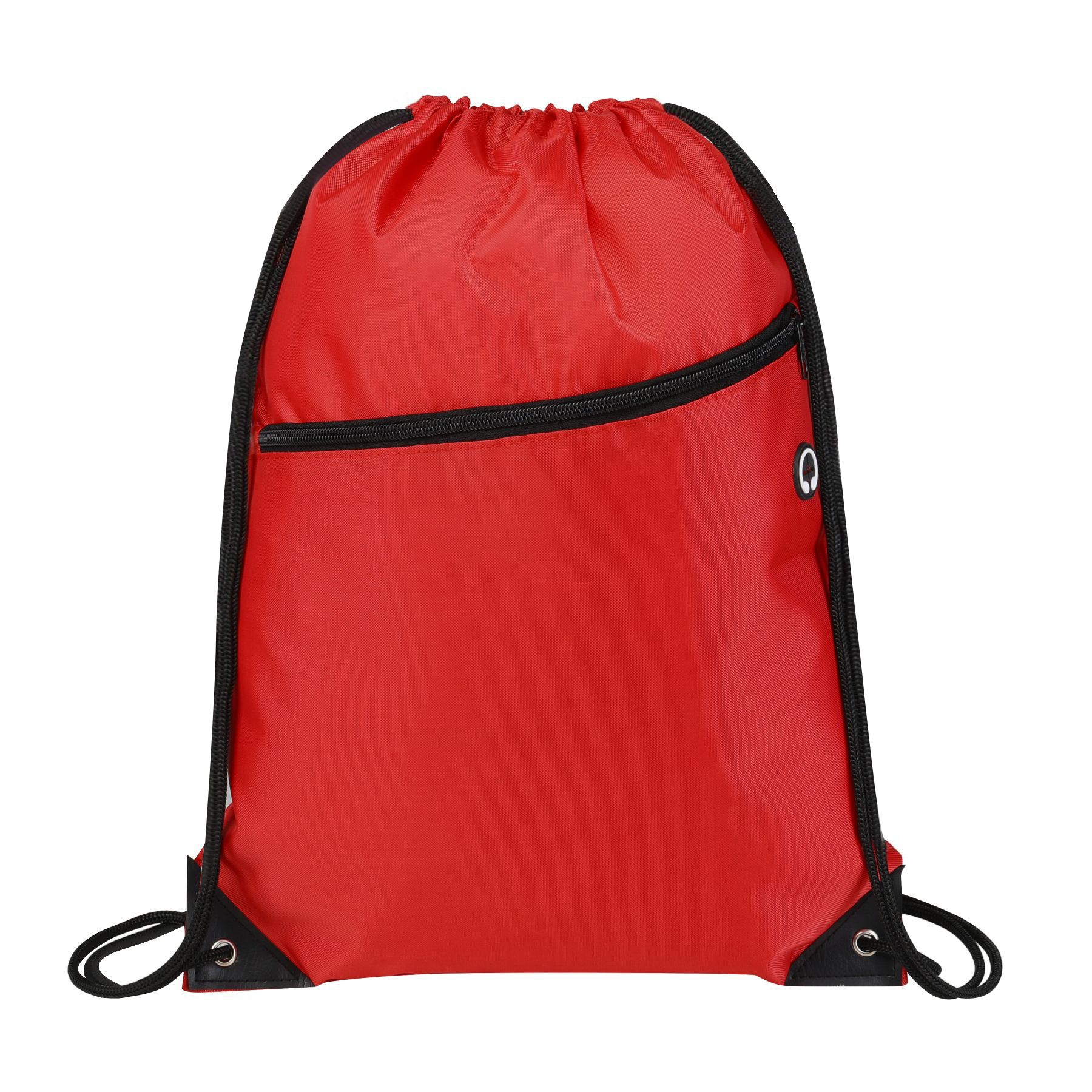 420D Heavy Duty Drawstring Backpack With Front Zipper 37