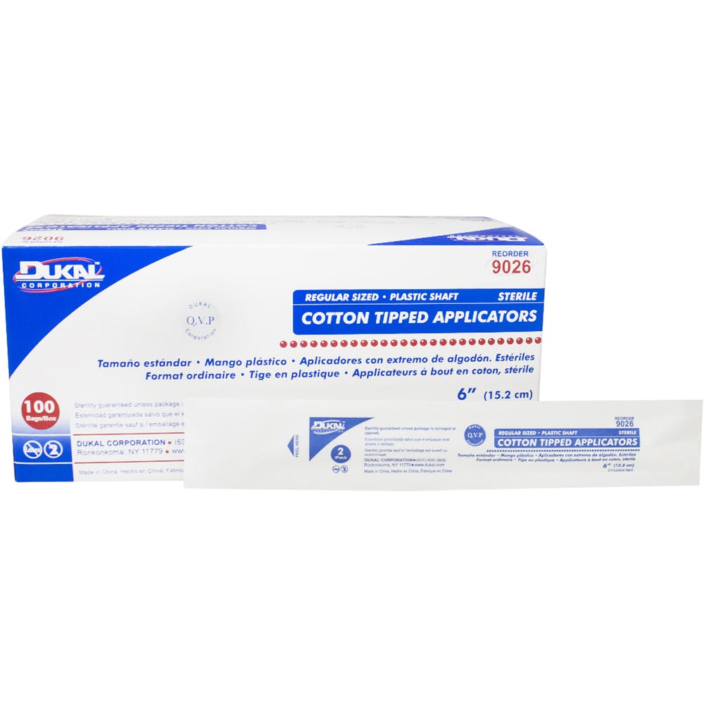 Sterile Cotton Tipped Applicators - Plastic Shaft 2-Pack 6" 3