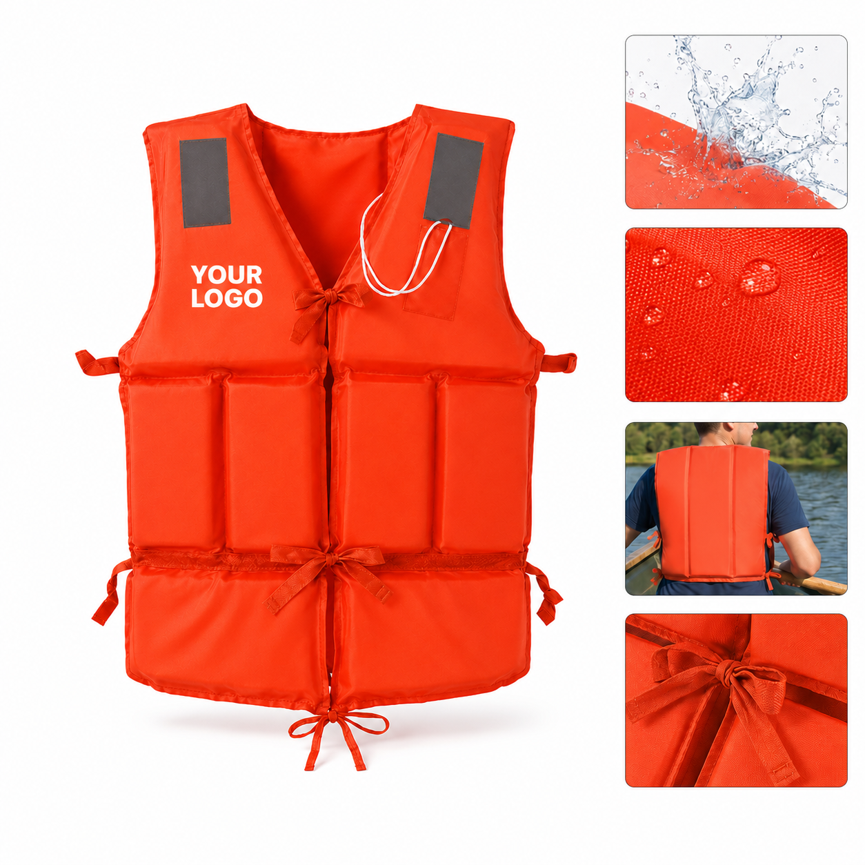 Adult Polyester Life Jacket Vest Adjustable Water Safety Floatation Vest