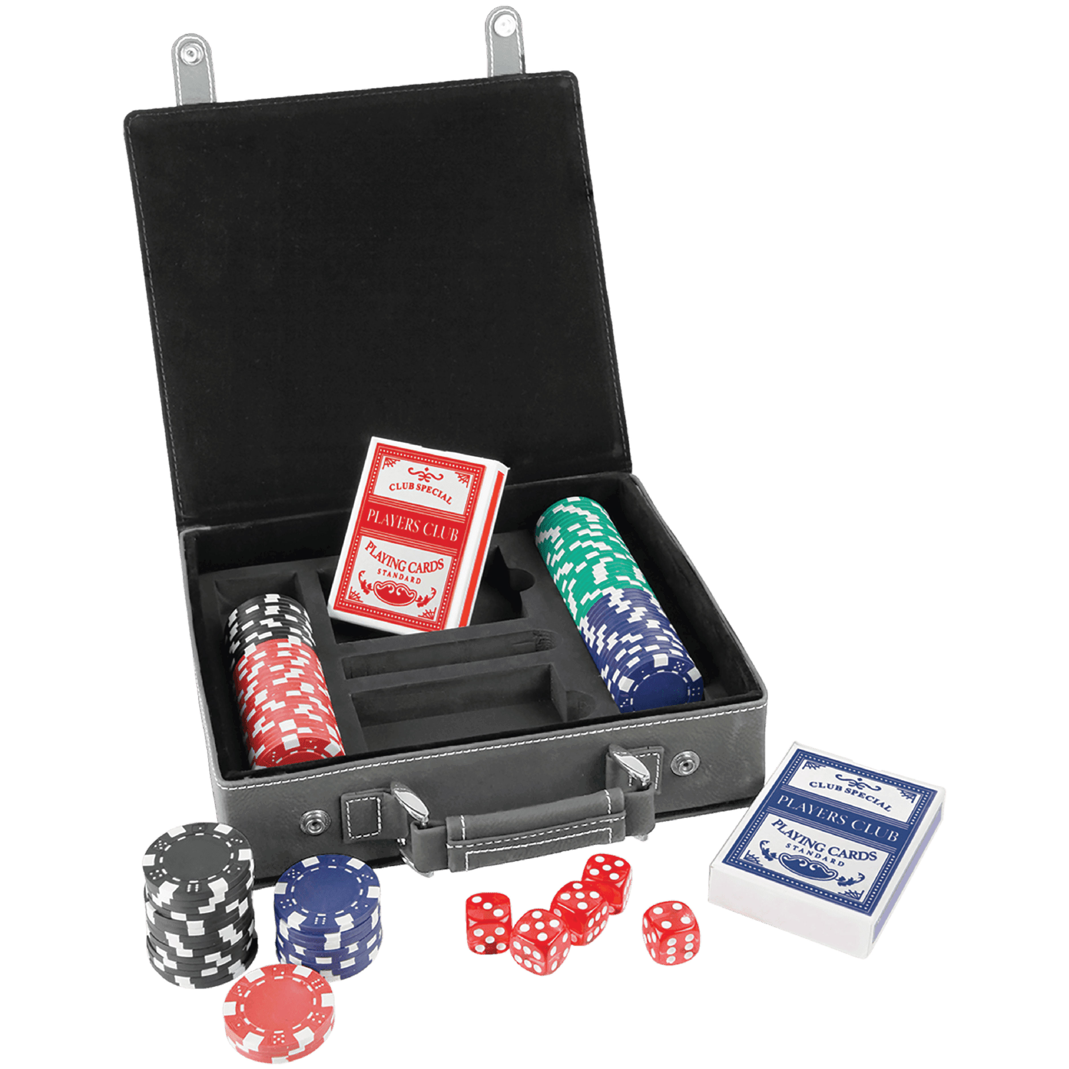 Gray Leatherette 100 Chip Poker Set 12