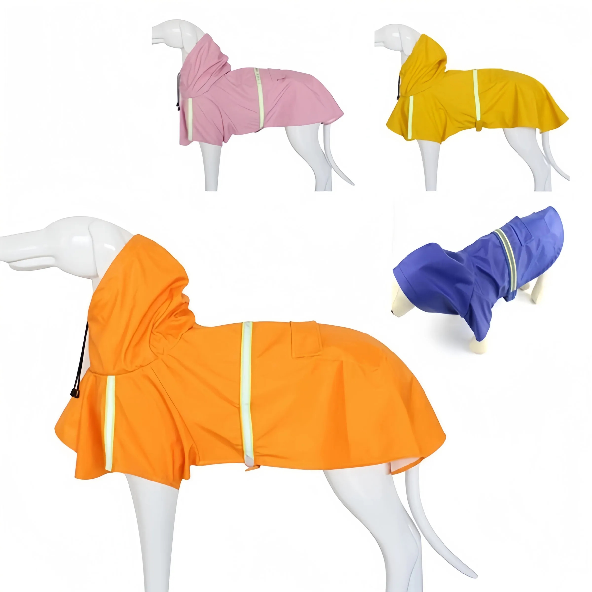 Polyurethane Pet Waterproof Reflective Hooded Raincoat 6