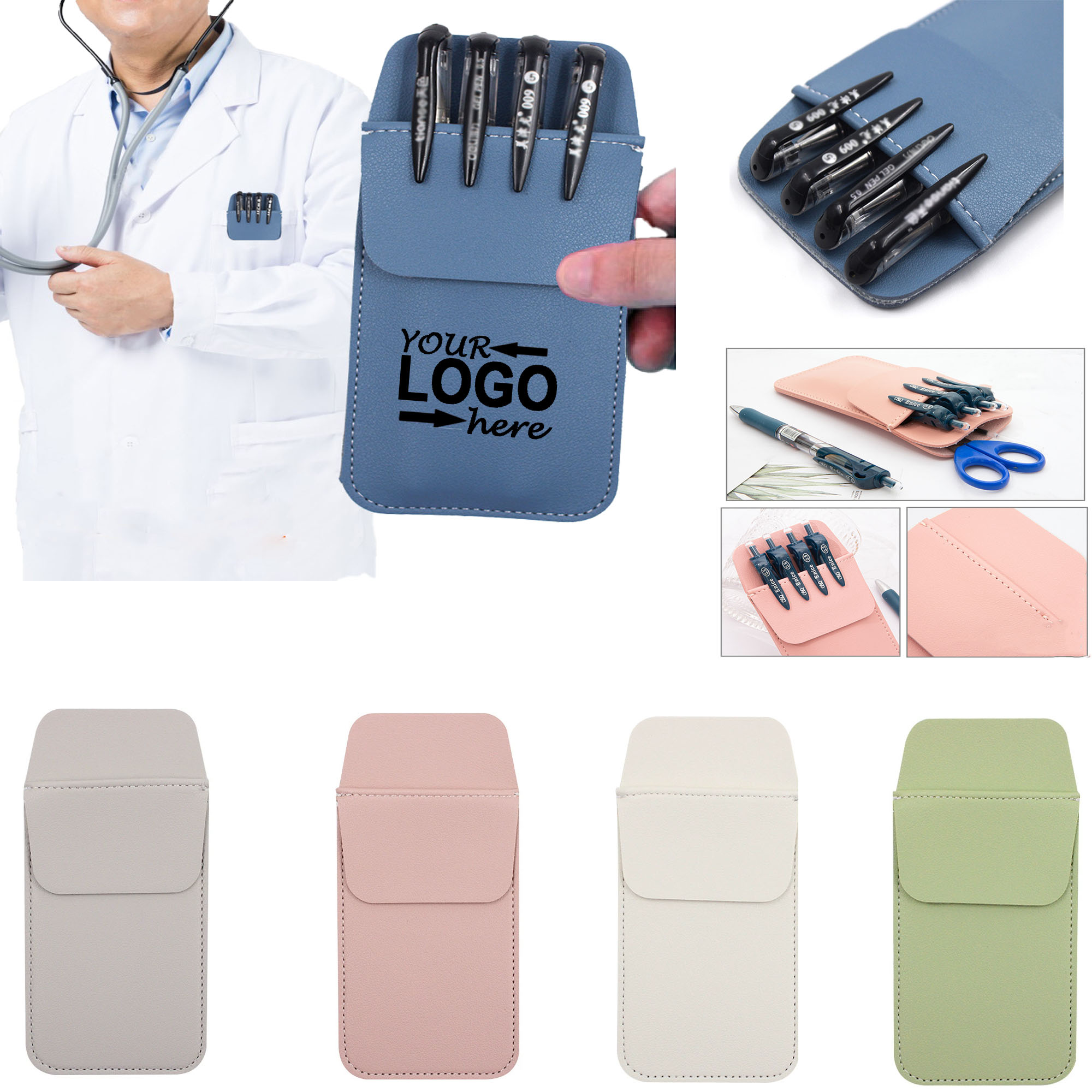 Pu Leather Nurse Pen Clip Sleeve Pocket 2