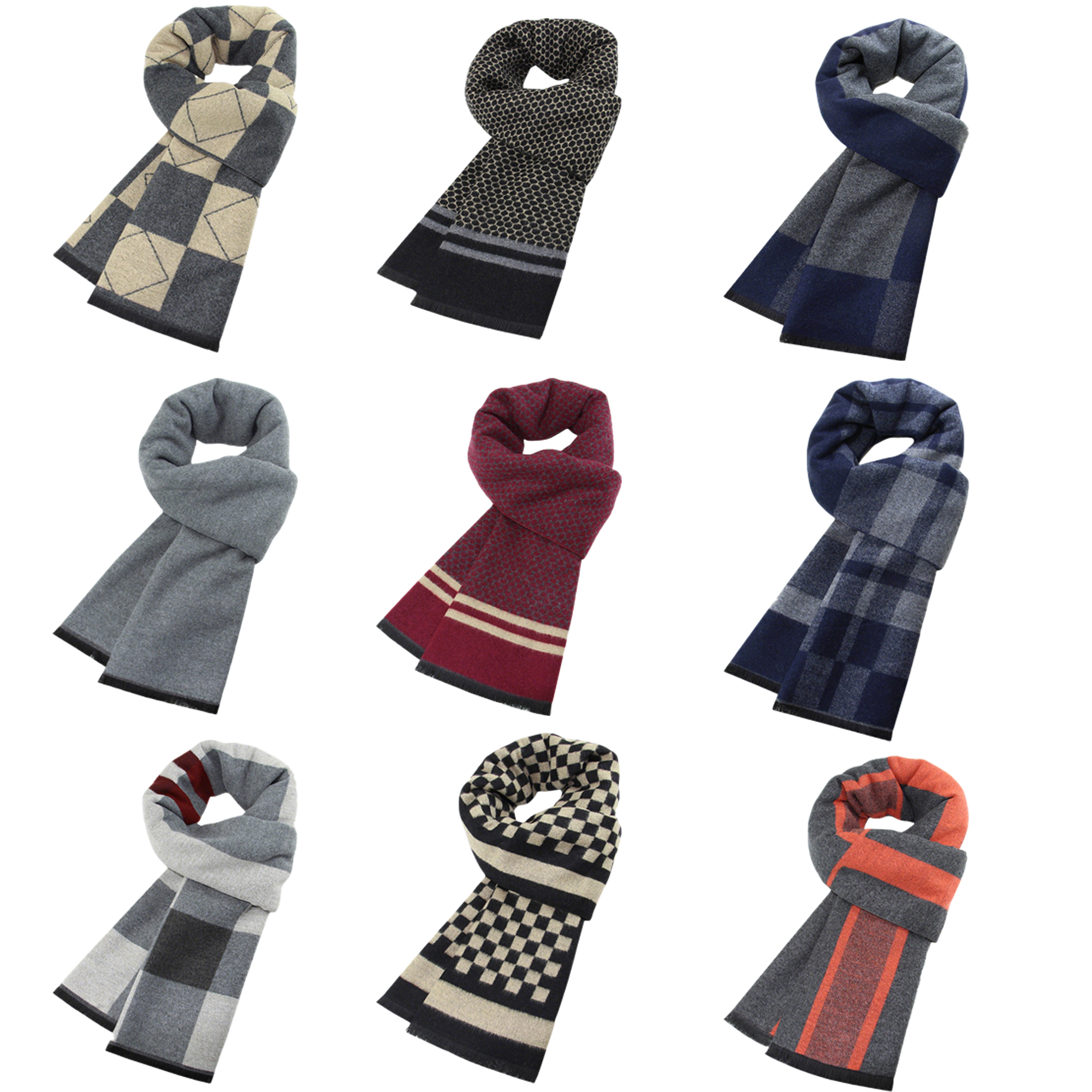 Men's Autumn And Winter Plaid Scarf 8