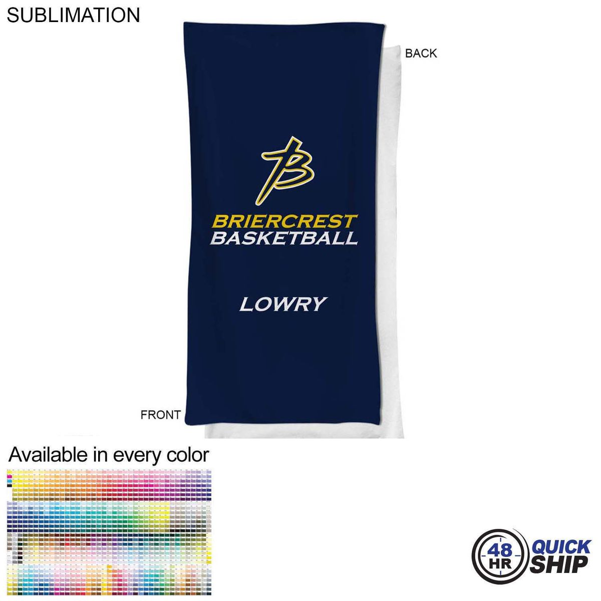 fiel 48 Hr Quick Ship - Team Towel in Microfiber Dri-Lite Terry 20x40 Sublimated bench neck towel #SU462W-18