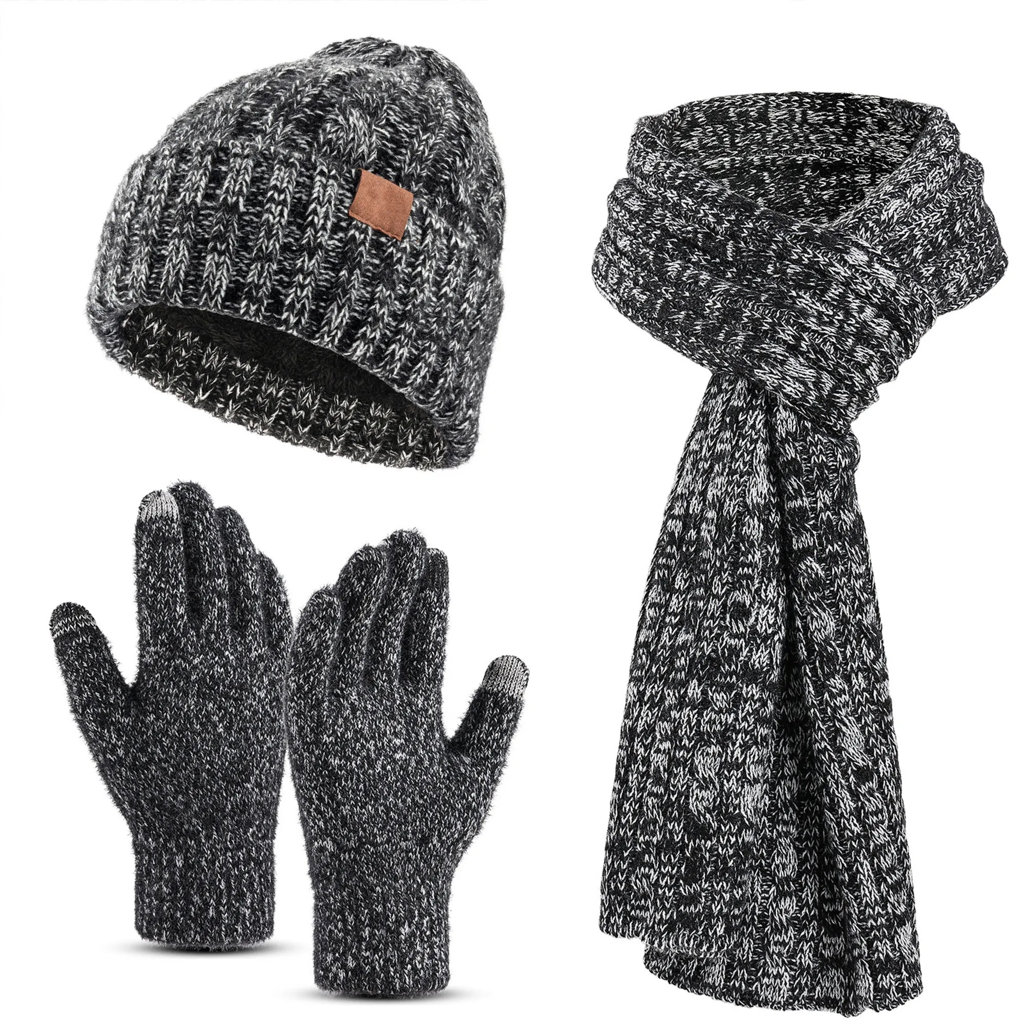 3 In 1 Winter Beanie Hat Gloves Scarf Set 20