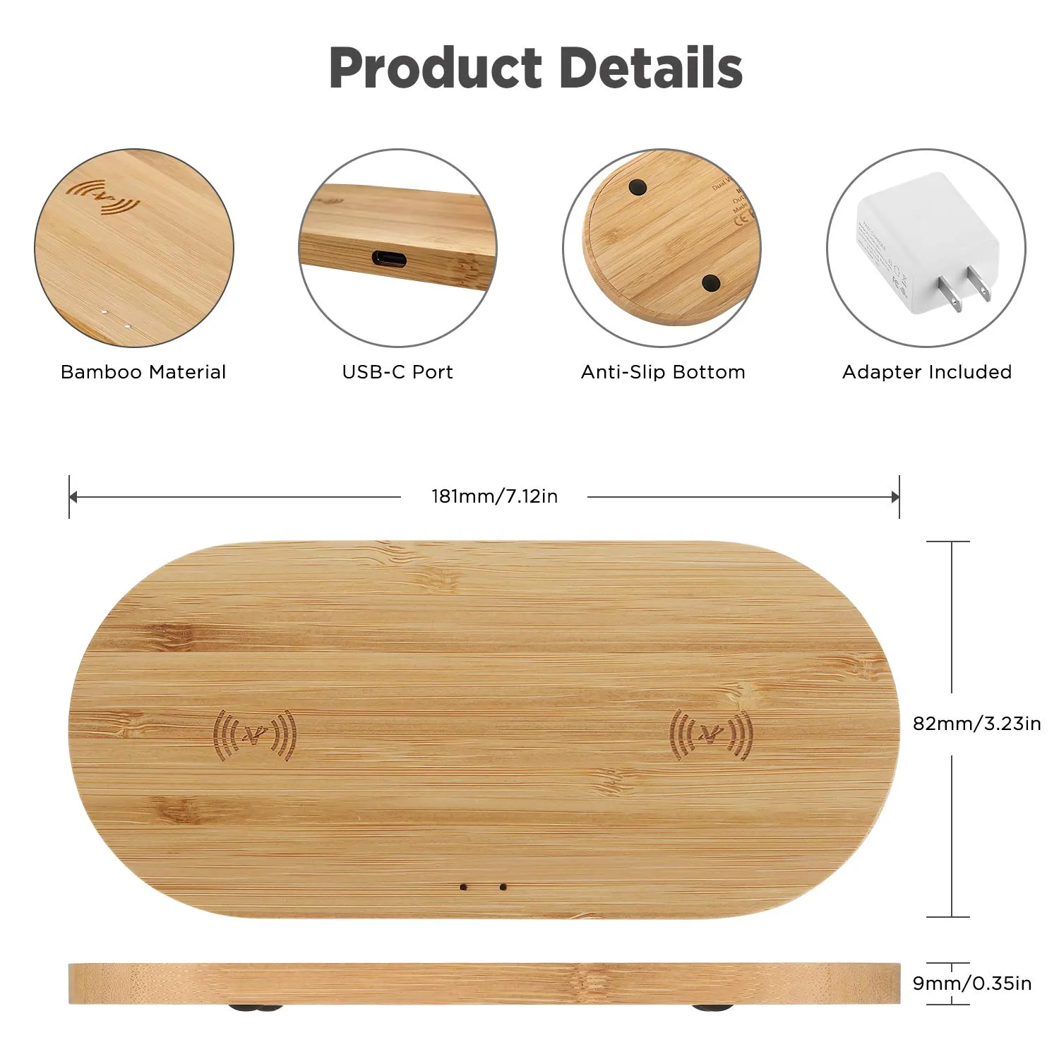 Veelink Bamboo Dual Charger Double 10W Wireless Cha 11