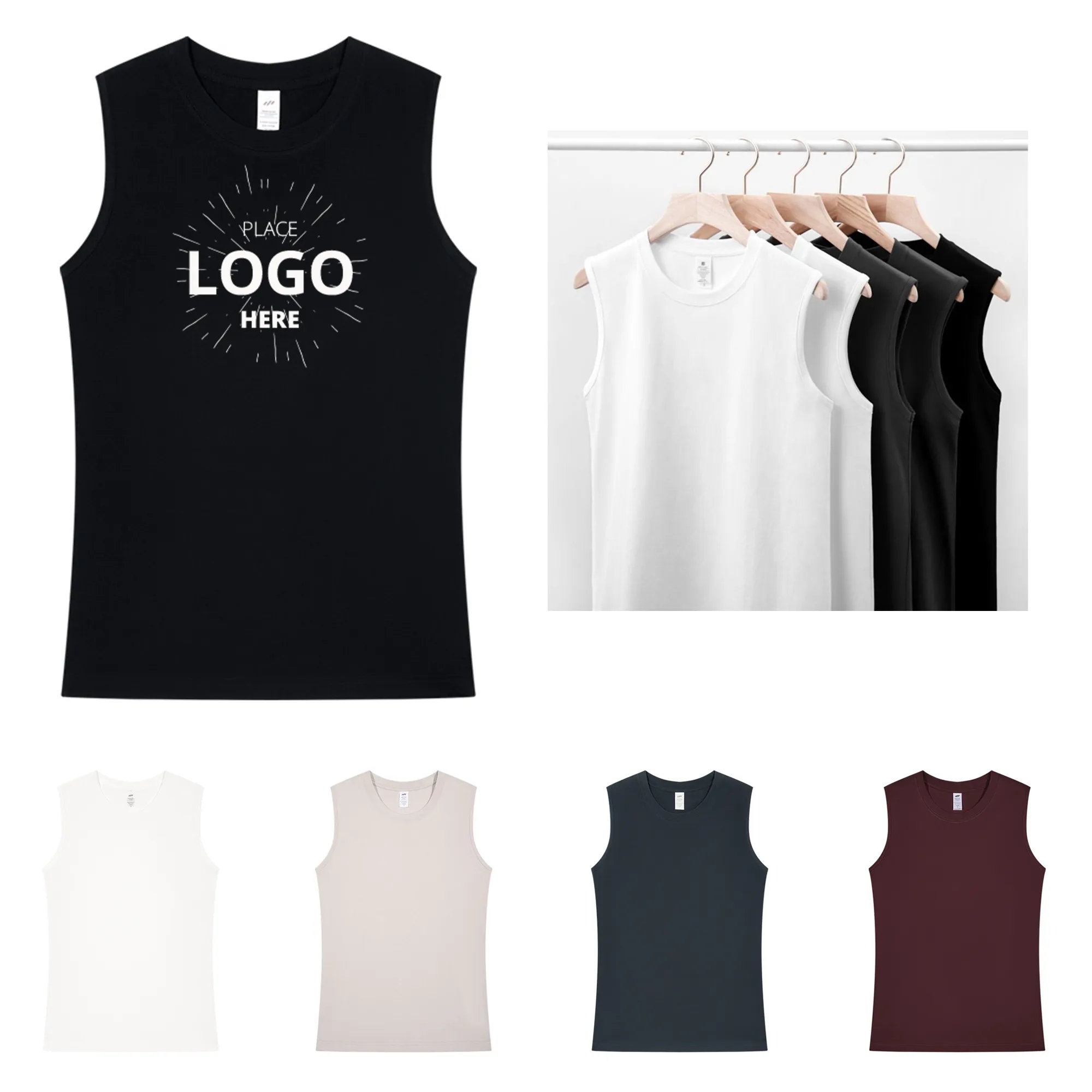 Knit Cotton Sleeveless T-Shirt