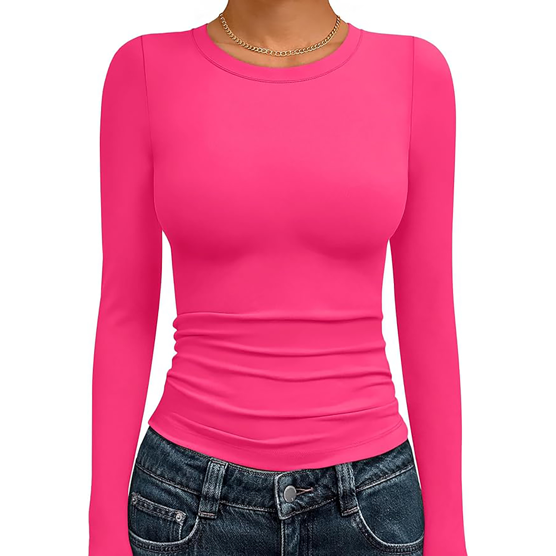 Women's Basic Round Neck Crop Top 91