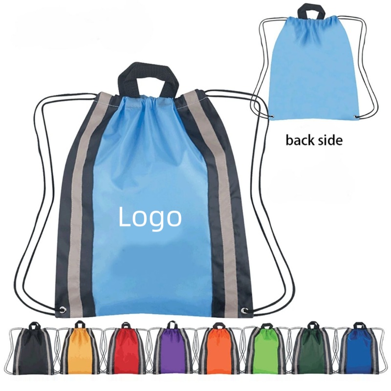 210D Reflective Stripes Drawstring Backpack