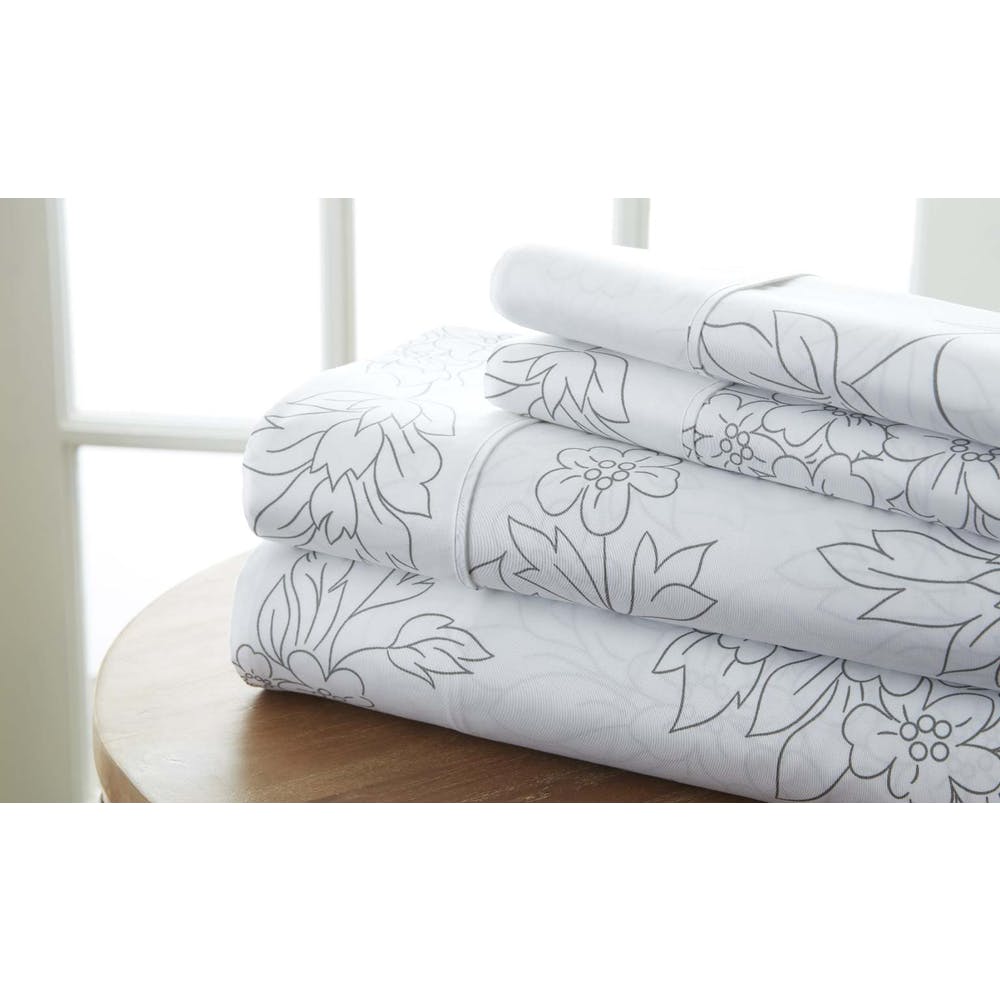 Premium Sheet Sets - Gray King Floral Pattern 4 Piece 3