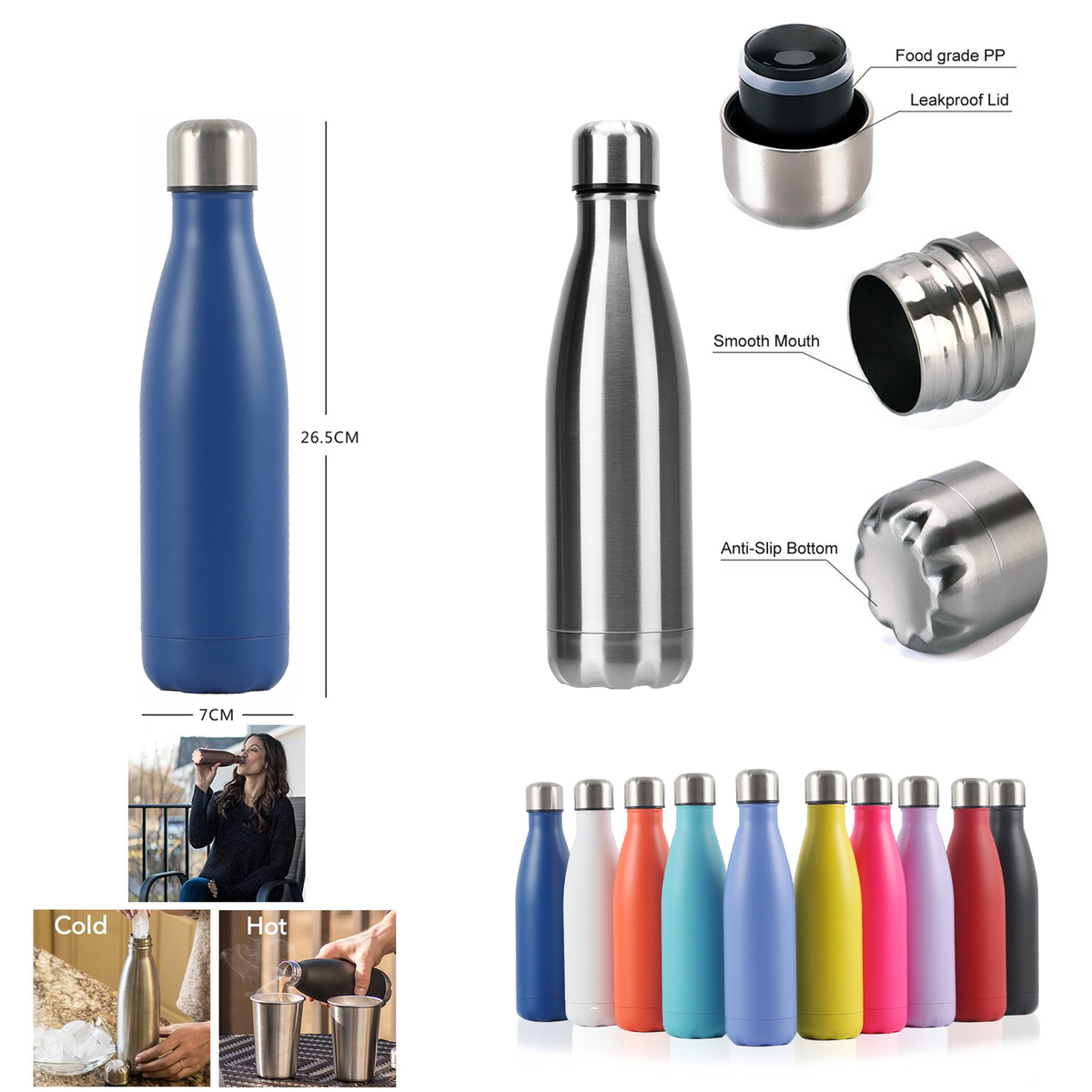17oz Stainless Steel Vacuum Insulated Water Bottle