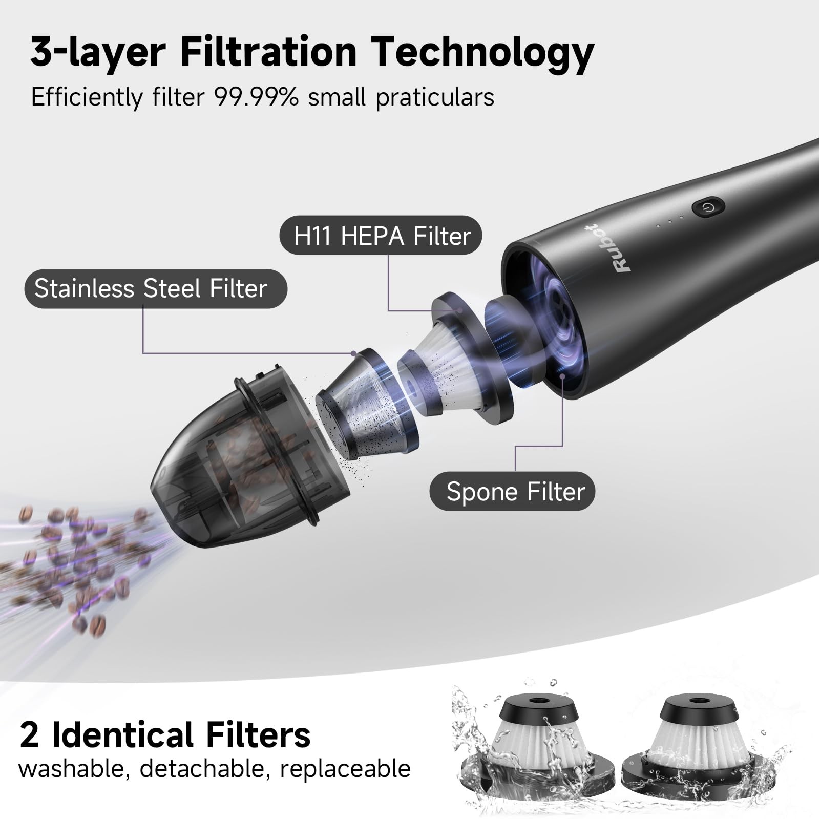 Car Vacuum Cleaner, Car Vacuum Portable Cordless, Mini Portable Handheld Vacuum Cleaner for Car Deta 9