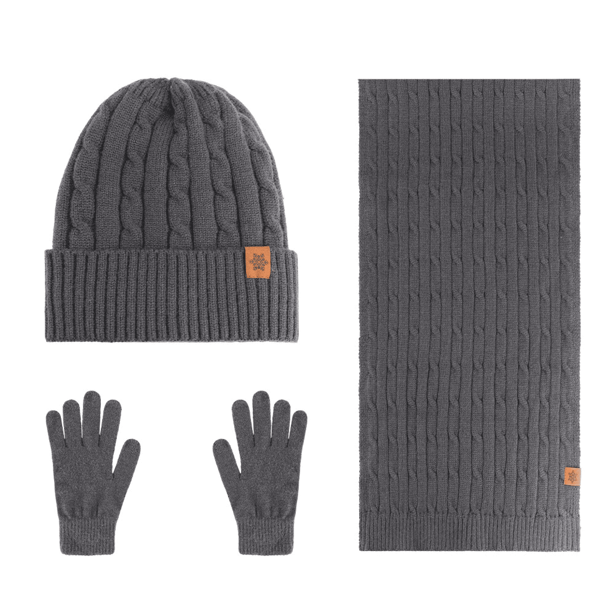 Winter Knitted Hat Scarf Touchscreen Glove Set 11