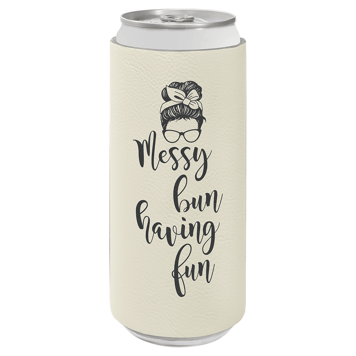 White Leatherette Slim Beverage Holder 2