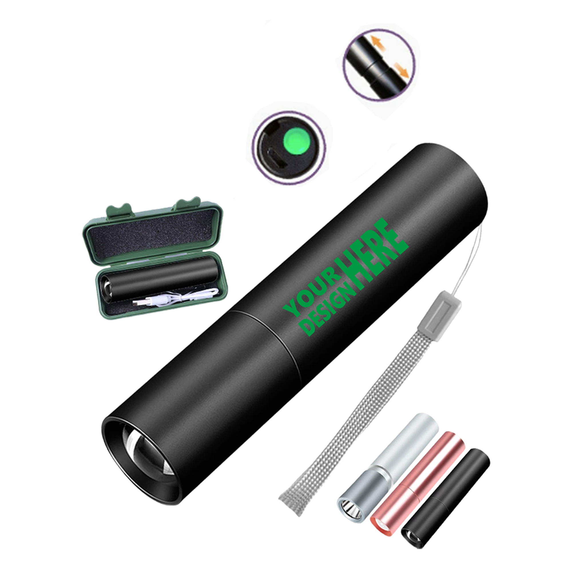MOQ 50 High Beam LED Rechargeable Flashlight Mini Multifunctional