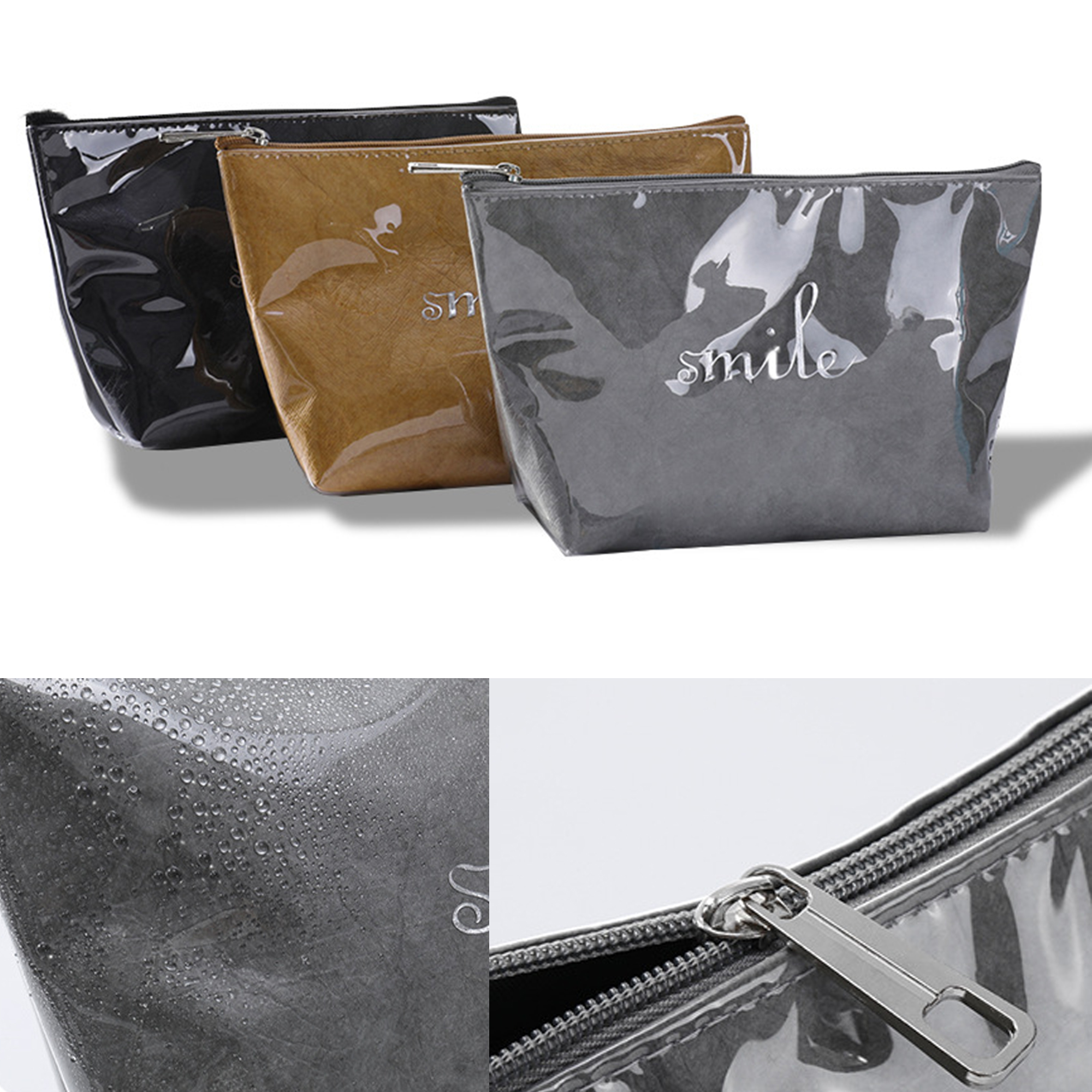 Washable TPU DuPont Paper Bag Makeup Zipper Pouch 3