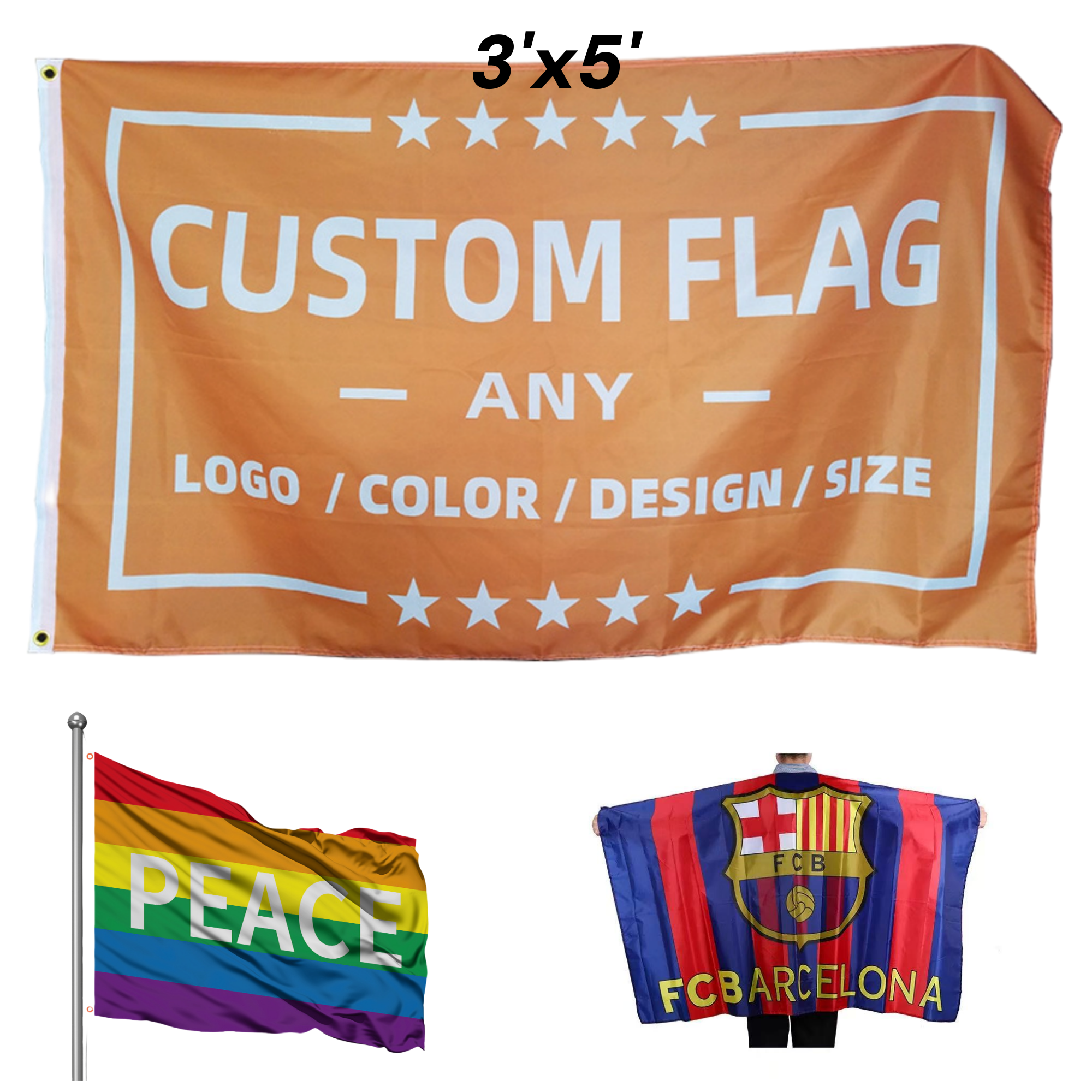 3' X 5' Custom Two Sided Flag 3