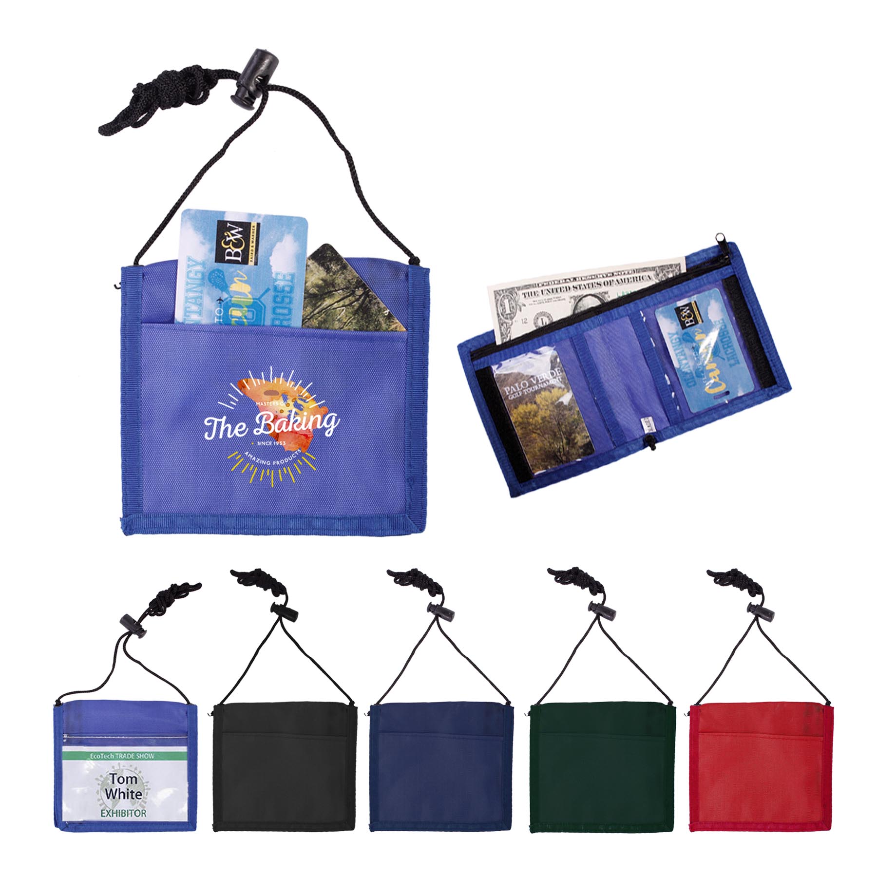 210D Nylon Bi-Fold Neck Wallet Badge Holders -Close out 23