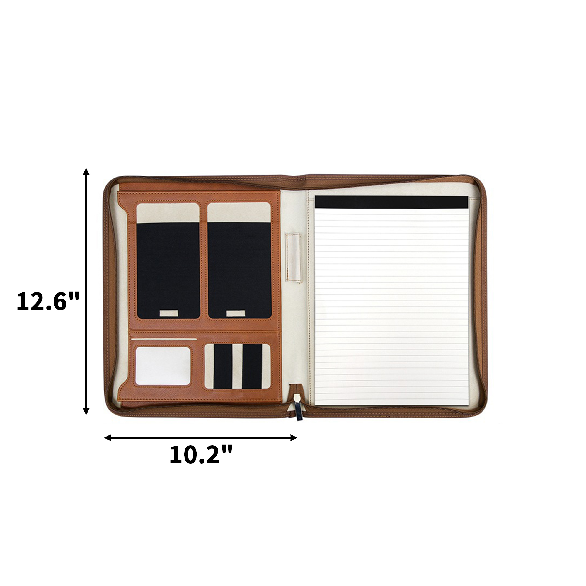 A4 Polyurethane Zipper Padfolio With Sticky Notes 11