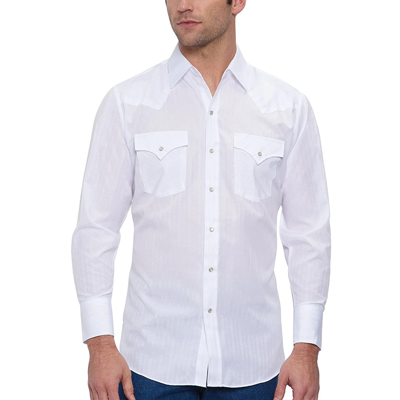 Long Sleeve Tone-on-Tone Western Wear Shirt 17