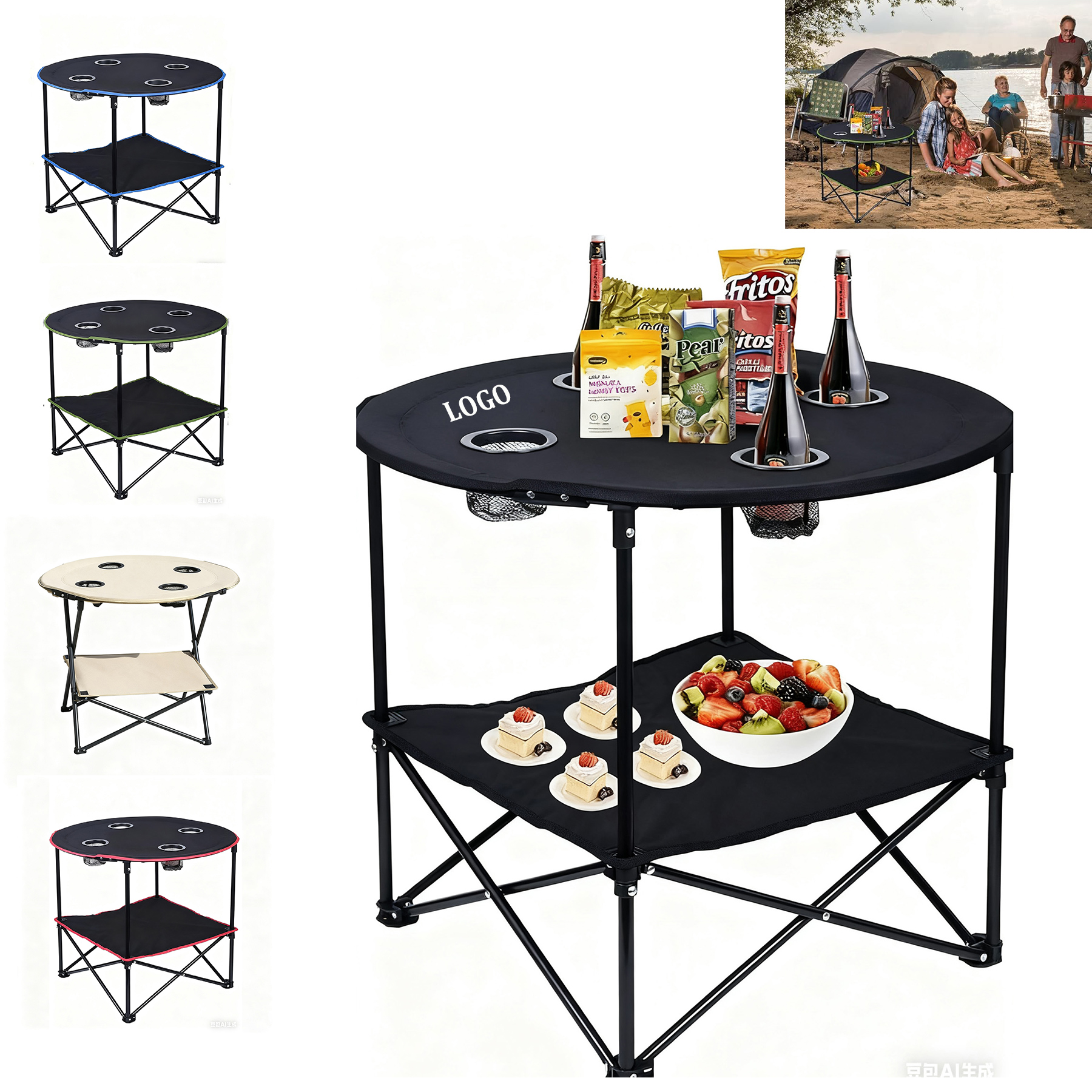 Camping 4 Cup Holder Folding Table 16