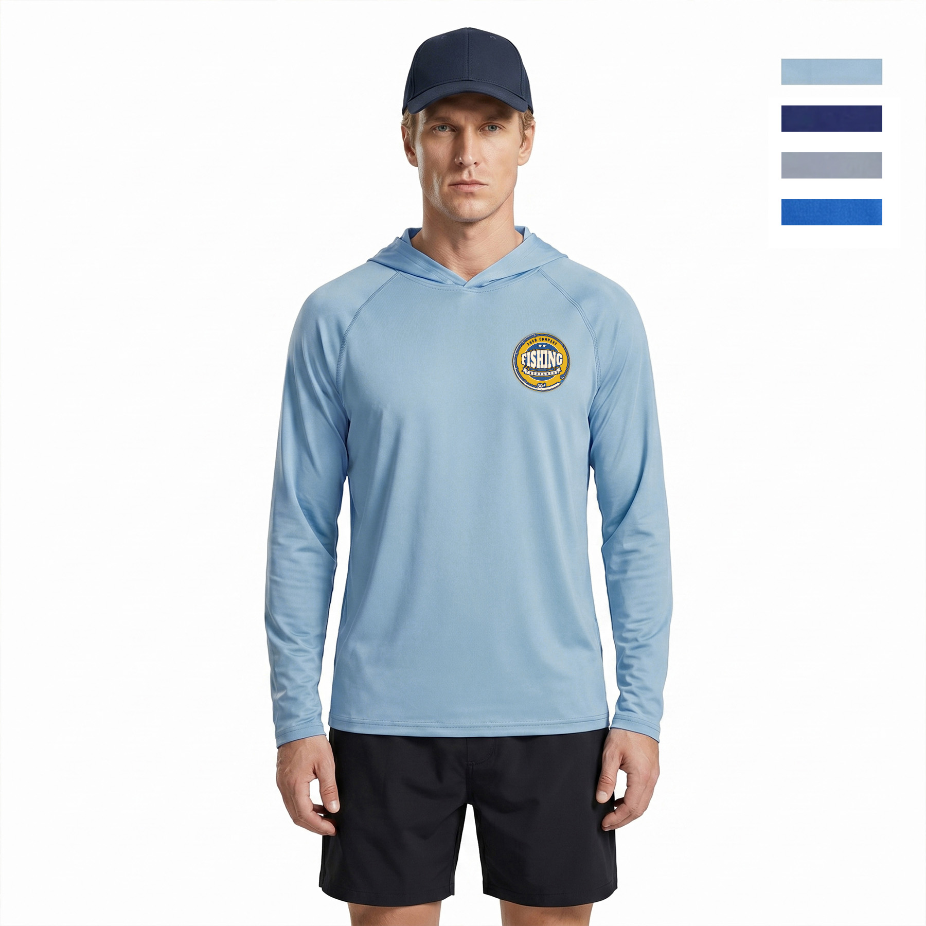 Unisex Sunproof UPF 50+ Fishing Long Sleeve T Shirt With Hoodie