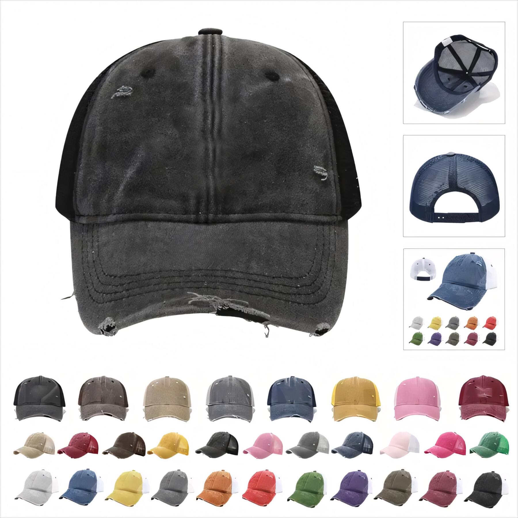 Pigment Dyed Distressed Trucker Cap