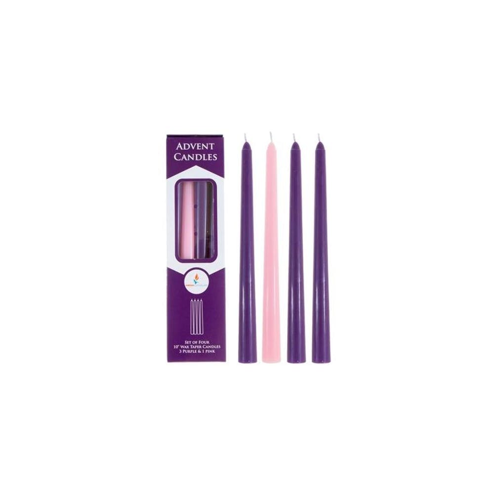 10" Advent Taper Candles - Purple & Pink 4 Piece 3