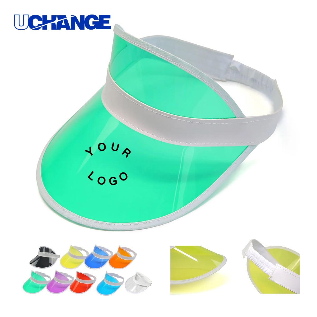 PVC Plastic Visor Hat Headwear with Elastic Adjustable Band